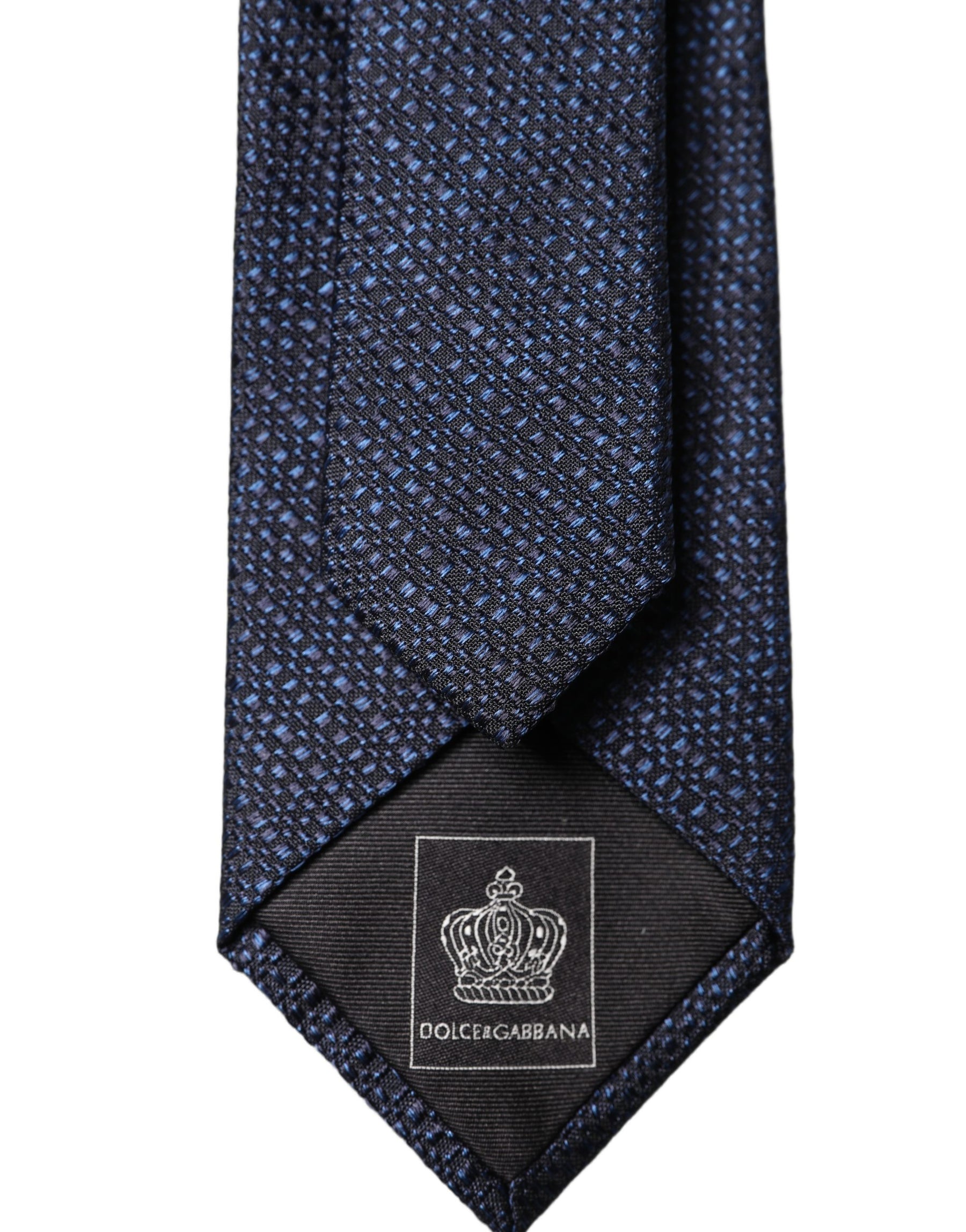 Dolce & Gabbana Navy Blue Textured Silk Adjustable Men Tied Necktie Tie | Regal Royce