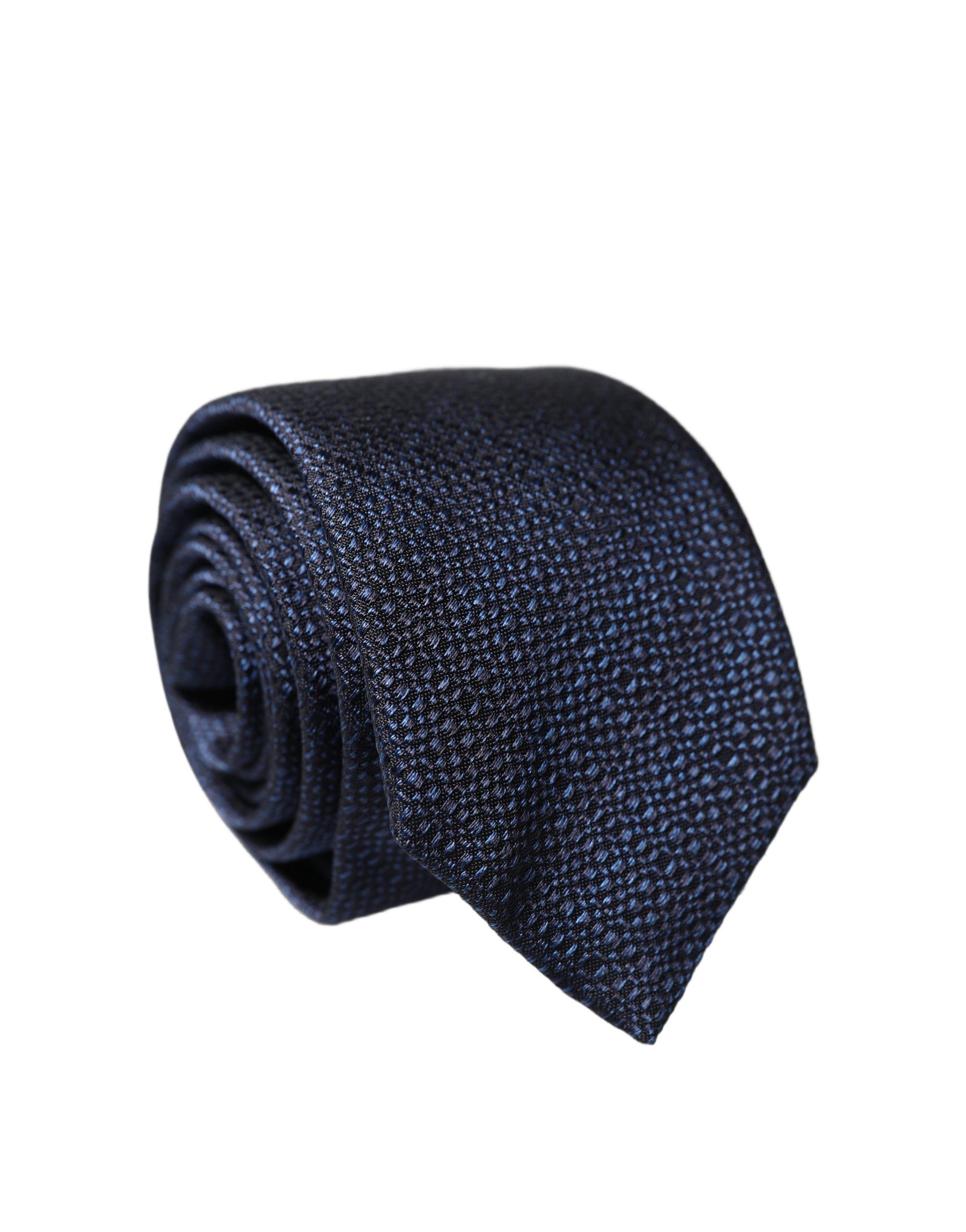 Dolce & Gabbana Navy Blue Textured Silk Adjustable Men Tied Necktie Tie | Regal Royce
