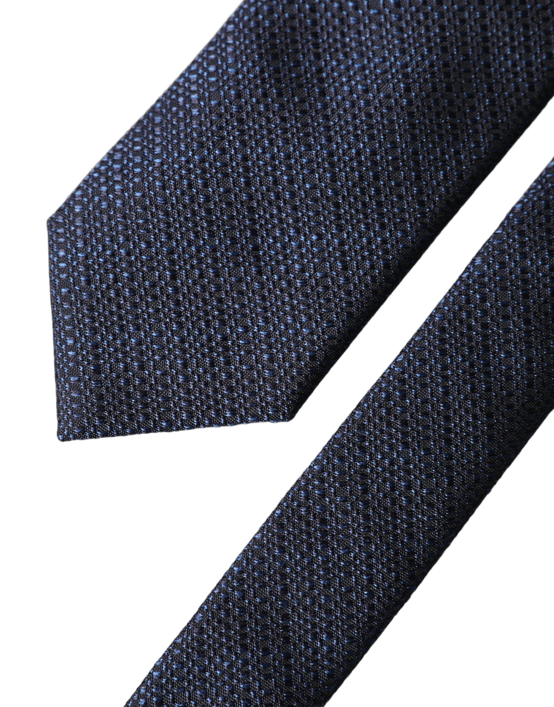 Dolce & Gabbana Navy Blue Textured Silk Adjustable Men Tied Necktie Tie | Regal Royce