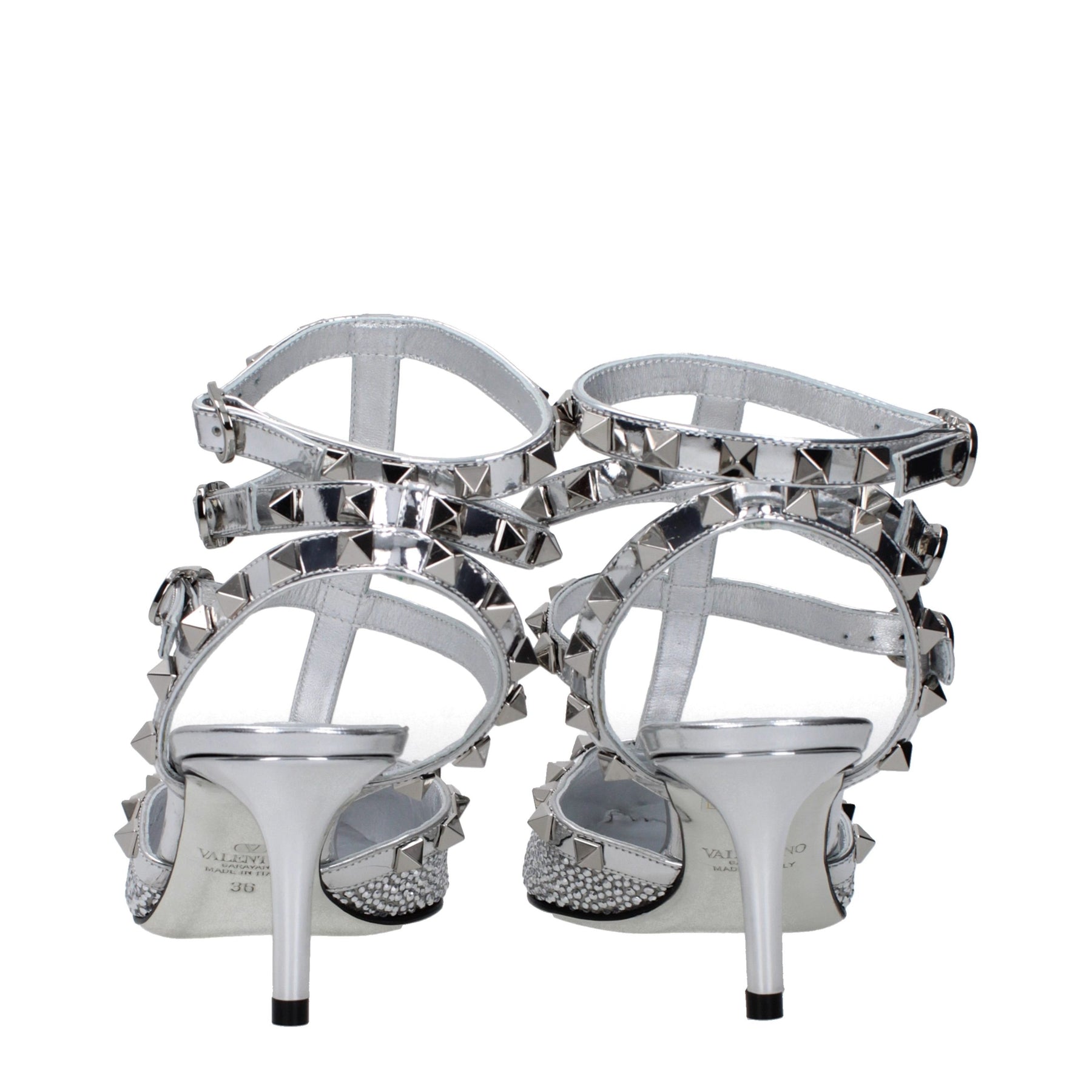 Valentino Garavani Gray Leather Stiletto Heel Sandals | Regal Royce