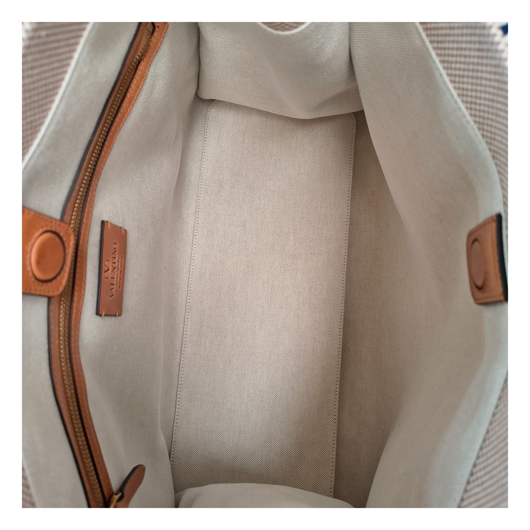Valentino Garavani Beige Fabric Handbag | Regal Royce