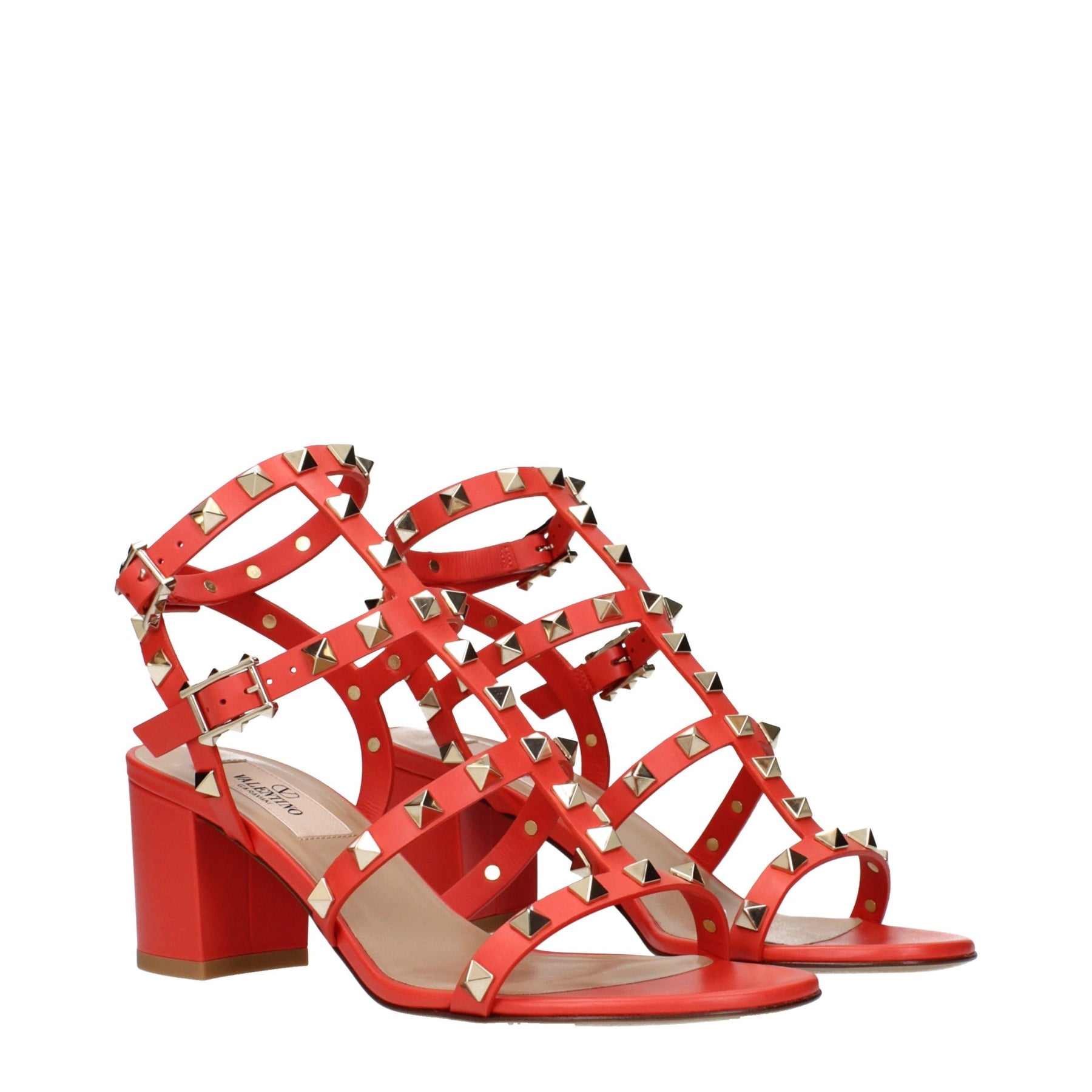 Valentino Garavani Orange Leather Platform Sandals | Regal Royce