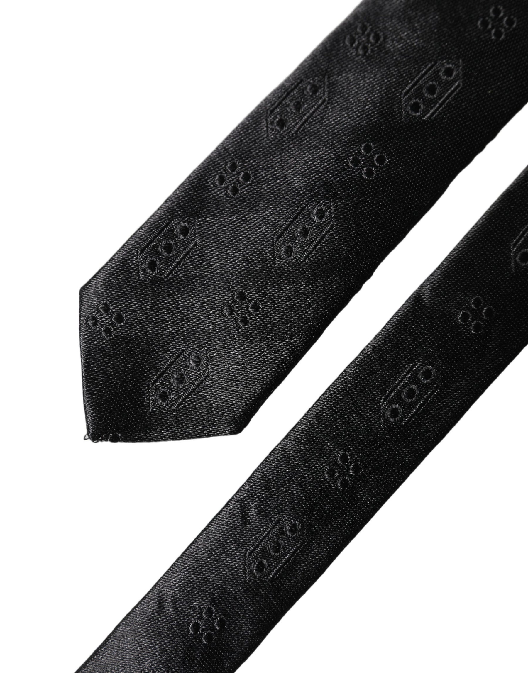 Dolce & Gabbana Black Patterned 100% Silk Adjustable Men Necktie Tie | Regal Royce