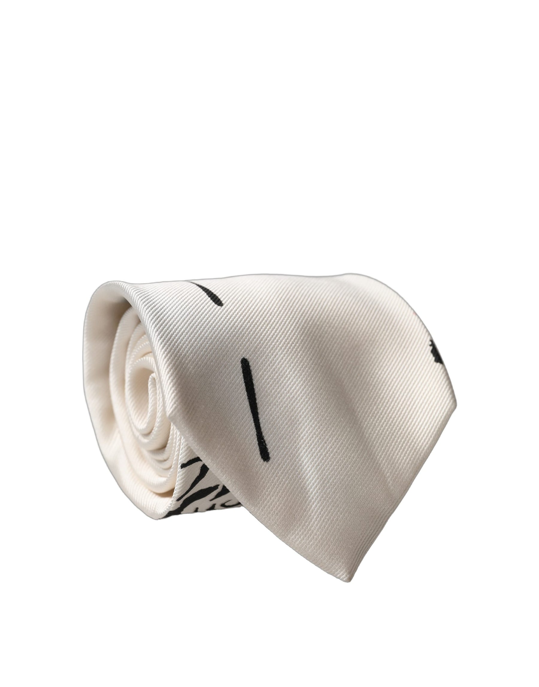 Dolce & Gabbana White Tattoo Floral Silk Adjustable Men Tied Necktie Tie | Regal Royce
