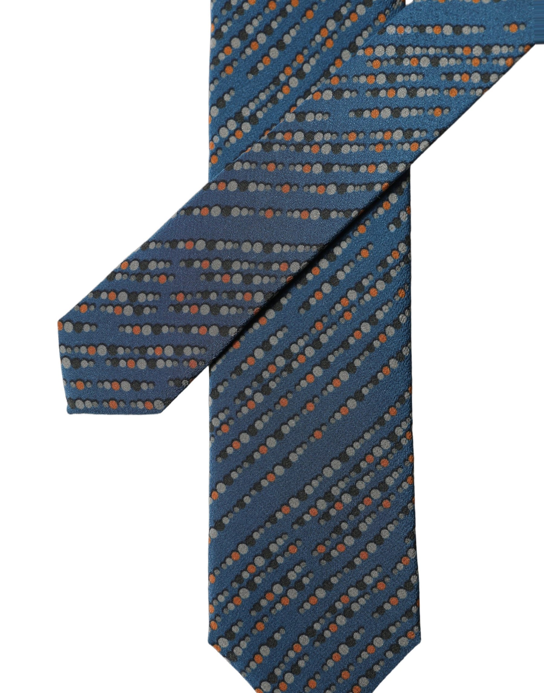 Dolce & Gabbana Blue Patterned 100% Silk Adjustable Men Tied Necktie Tie | Regal Royce