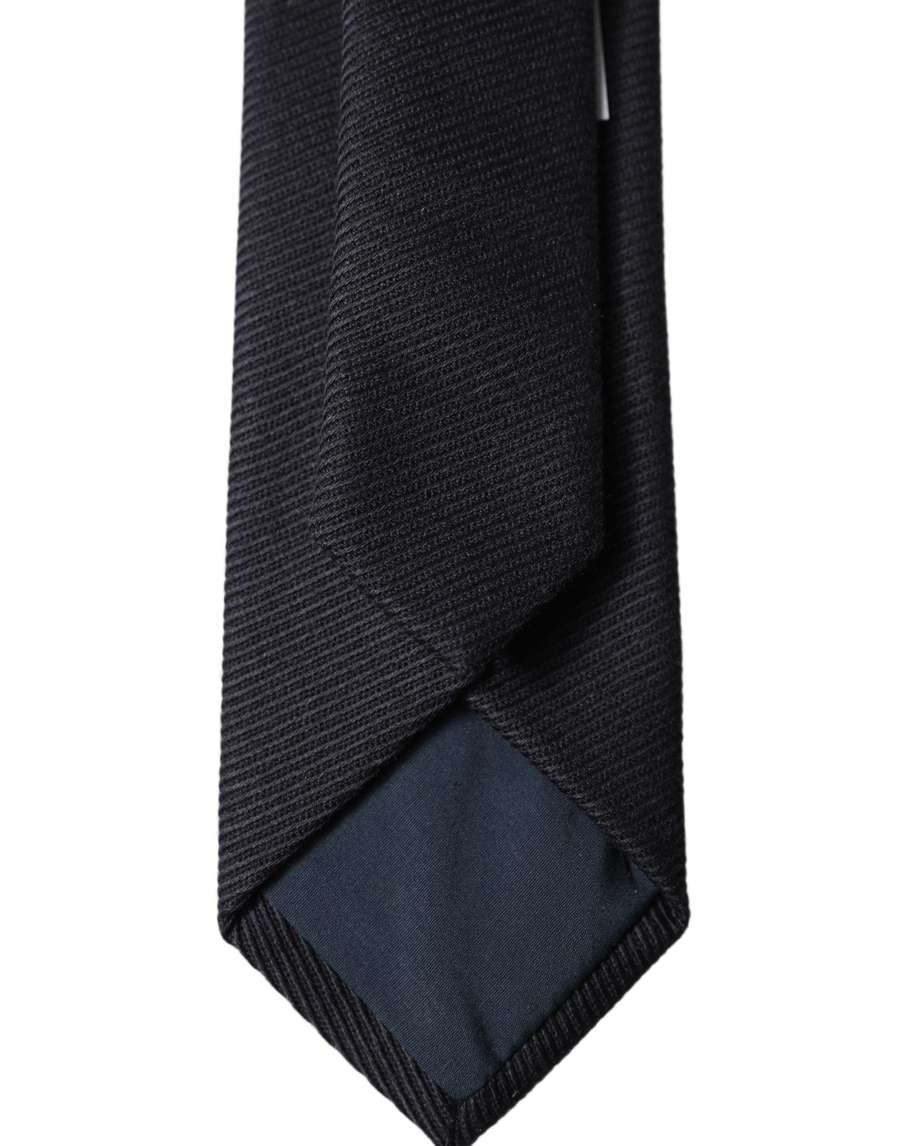 Dolce & Gabbana Black Solid 100% Silk Adjustable Men Tied Necktie Tie | Regal Royce