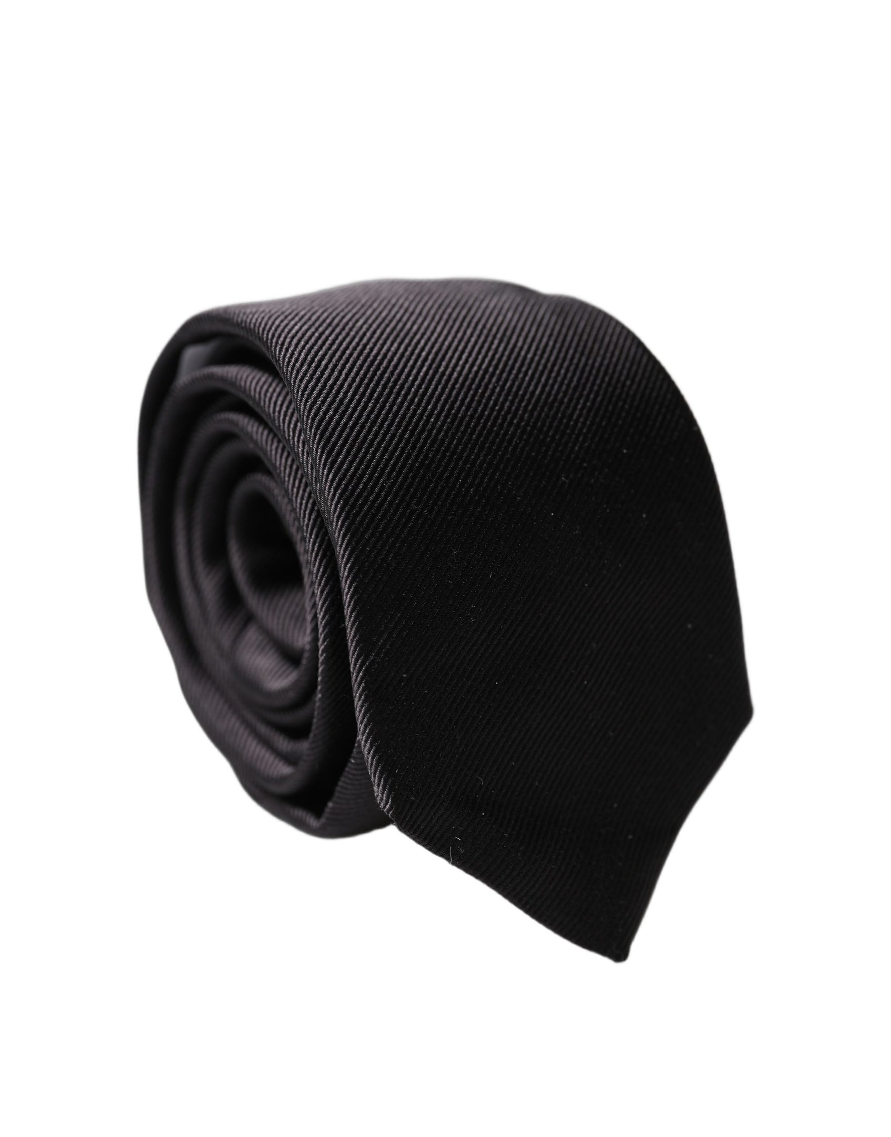 Dolce & Gabbana Black Solid 100% Silk Adjustable Men Tied Necktie Tie | Regal Royce