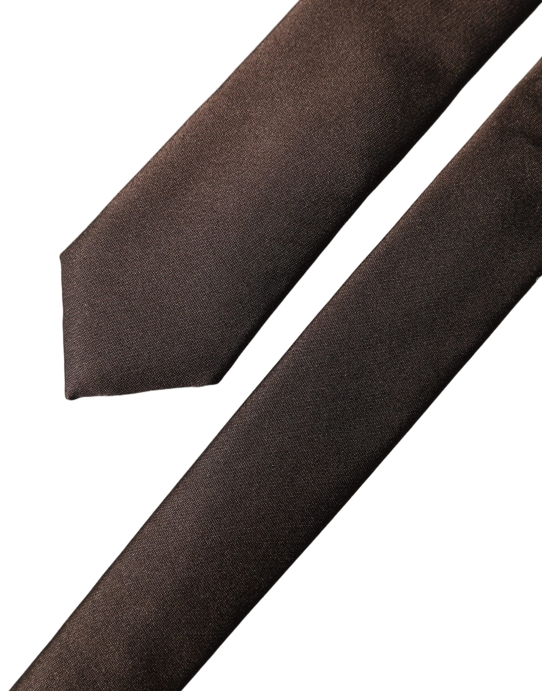 Dolce & Gabbana Brown Solid 100% Silk Adjustable Men Tied Necktie Tie | Regal Royce