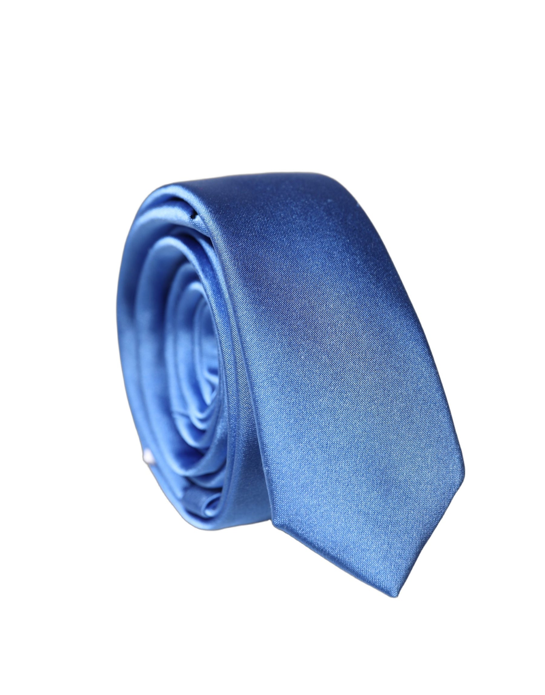 Dolce & Gabbana Blue Satin 100% Silk Adjustable Men Tied Necktie Tie | Regal Royce