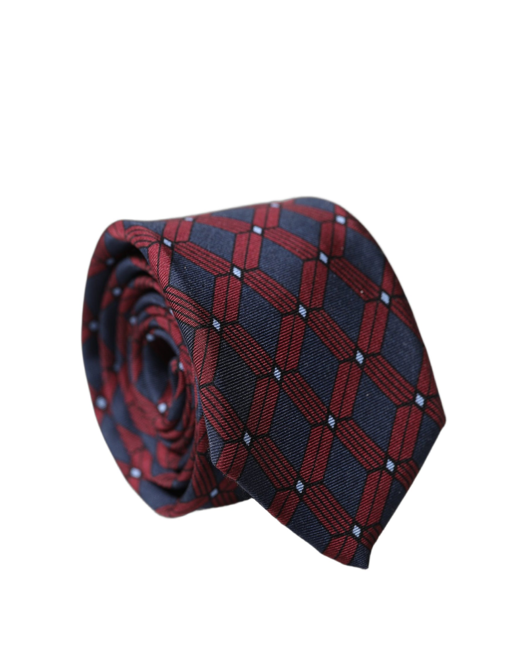Dolce & Gabbana Blue Red Patterned 100% Silk Adjustable Men Necktie Tie | Regal Royce