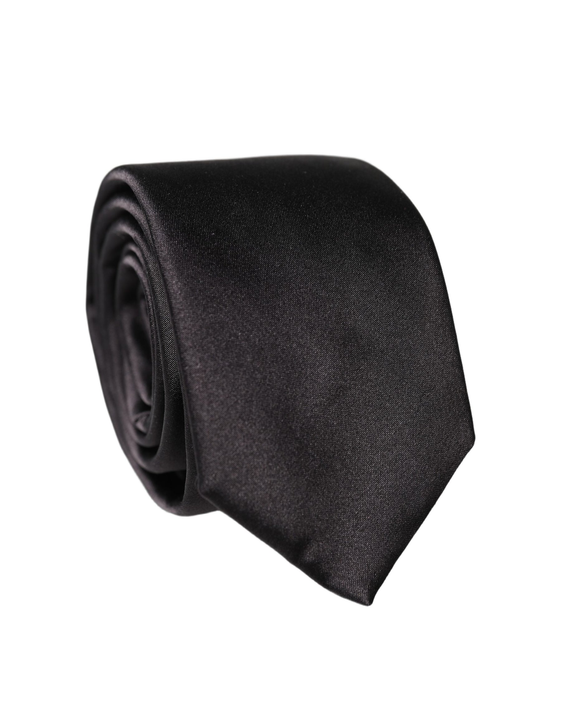 Dolce & Gabbana Black Solid Silk Satin Wide Adjustable Men Necktie Tie | Regal Royce