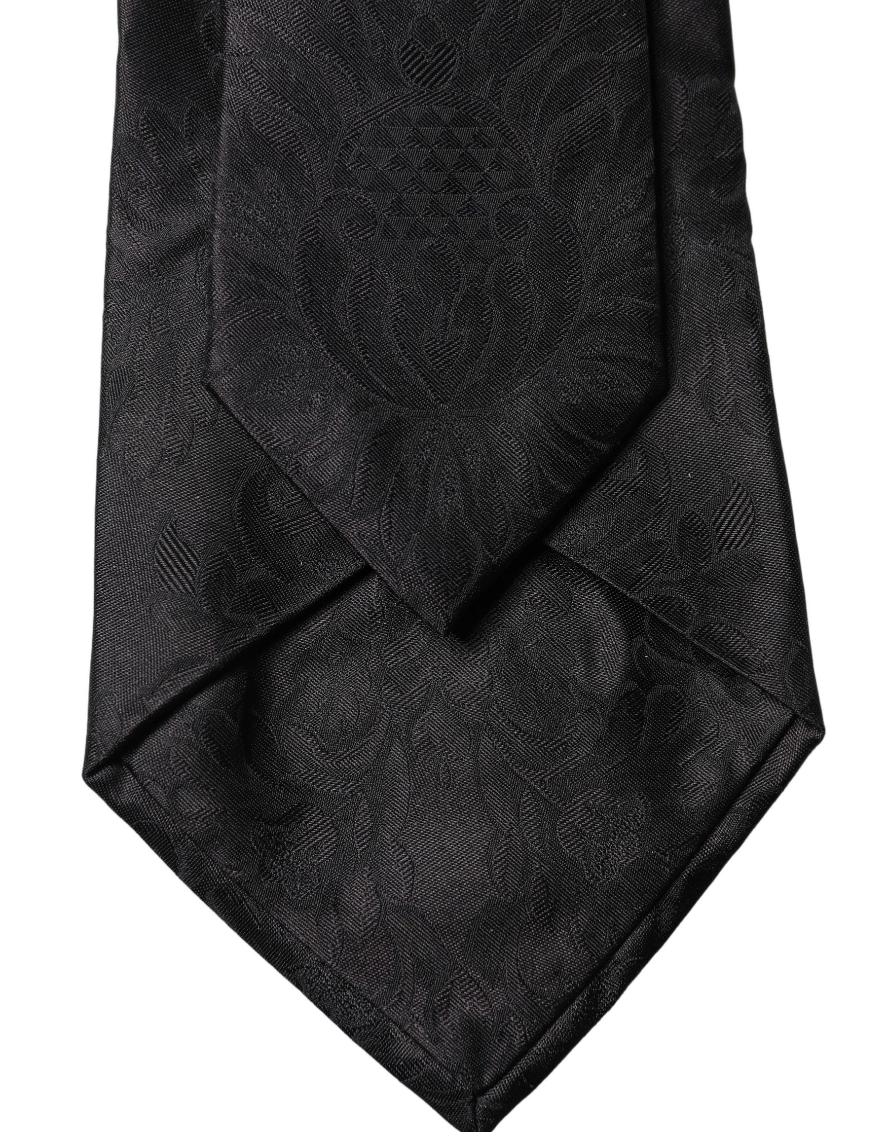 Dolce & Gabbana Black Paisley Woven Silk Adjustable Women Necktie Tie | Regal Royce