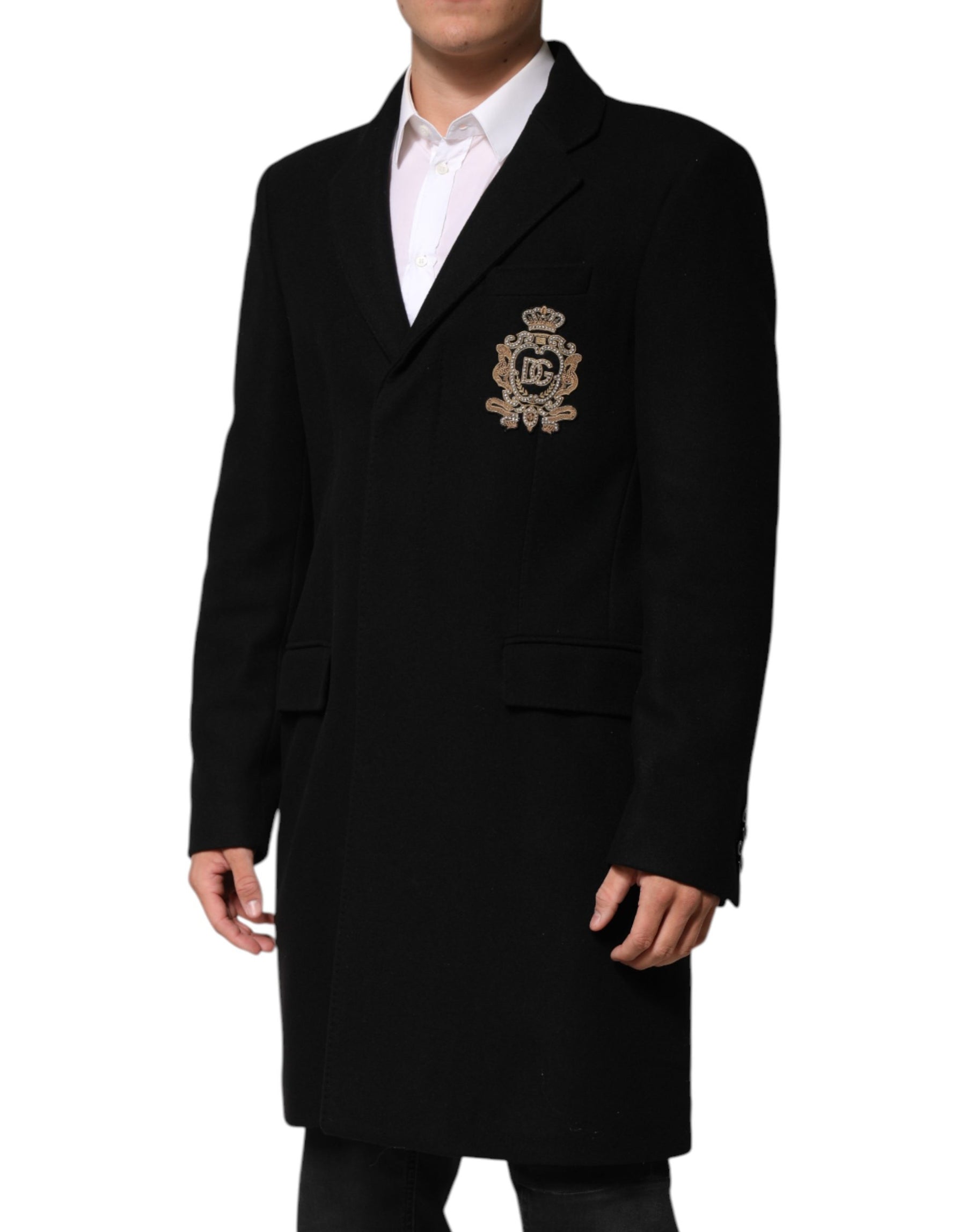 Dolce & Gabbana Black Heraldic Patch Single Breasted Jacket | Regal Royce