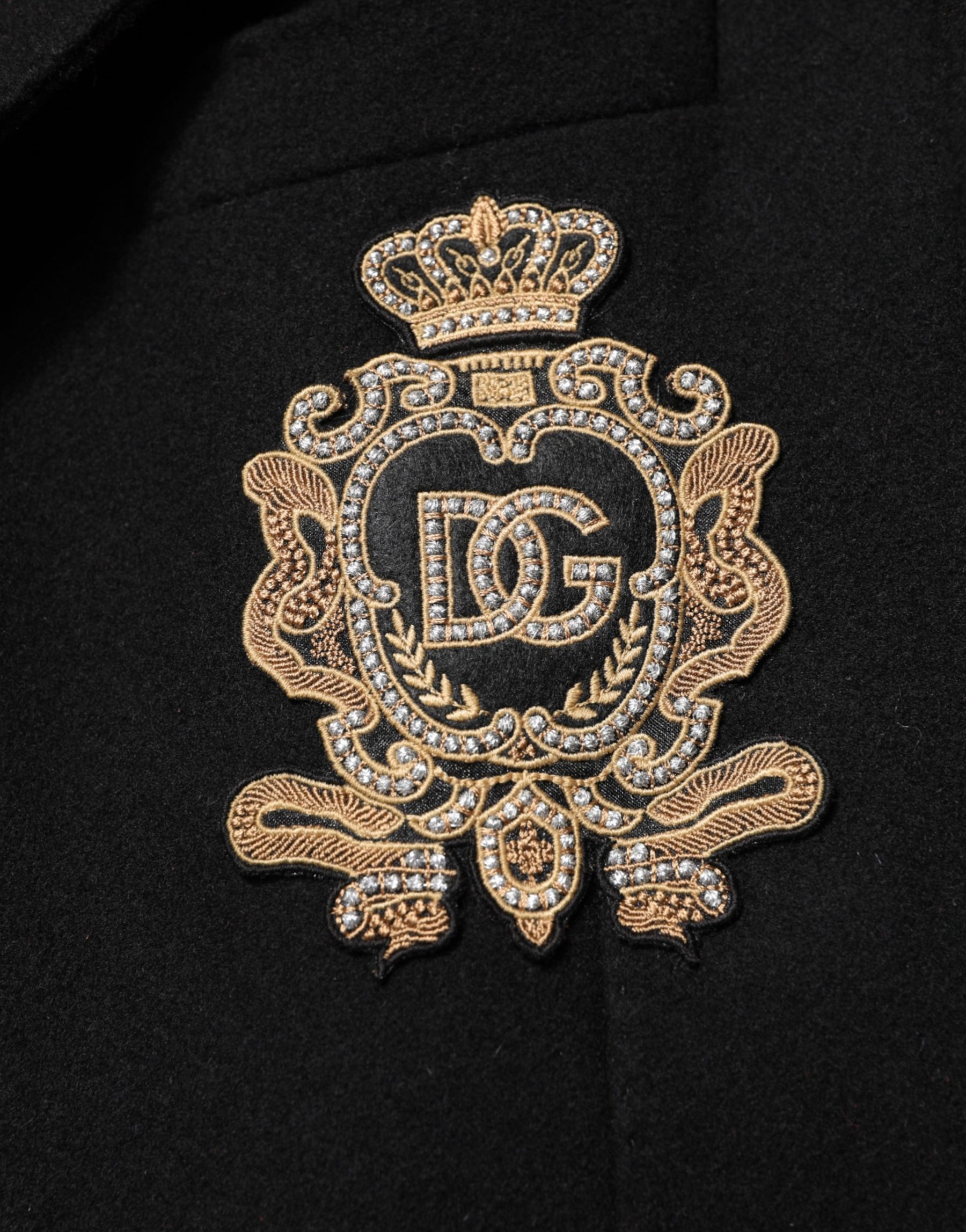 Dolce & Gabbana Black Heraldic Patch Single Breasted Jacket | Regal Royce