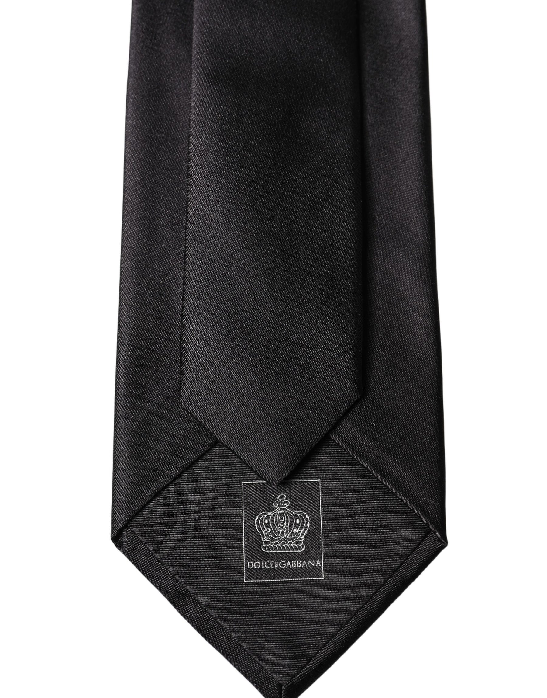 Dolce & Gabbana Black Satin 100% Silk Adjustable Women Tied Necktie Tie | Regal Royce