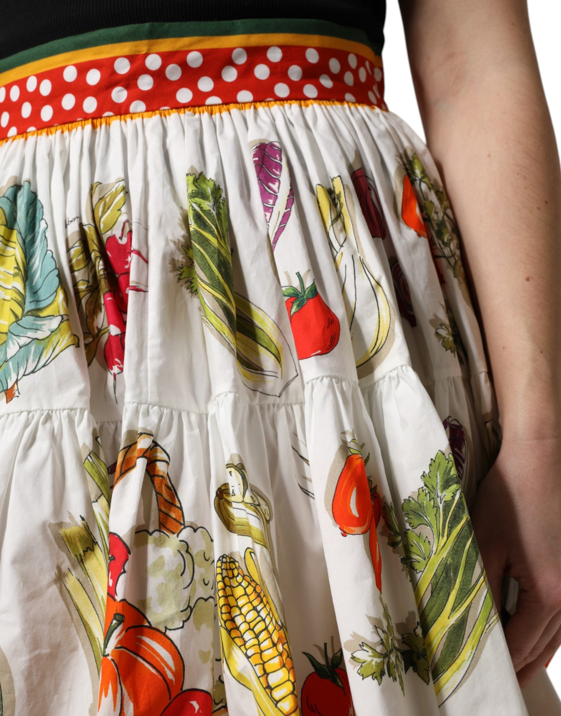 Dolce & Gabbana Multicolor Vegetable Print Short Poplin Mini Skirt | Regal Royce