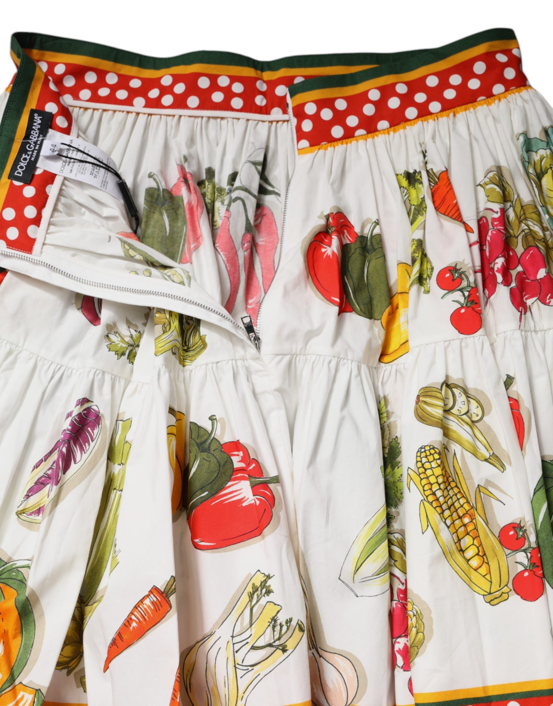 Dolce & Gabbana Multicolor Vegetable Print Short Poplin Mini Skirt | Regal Royce