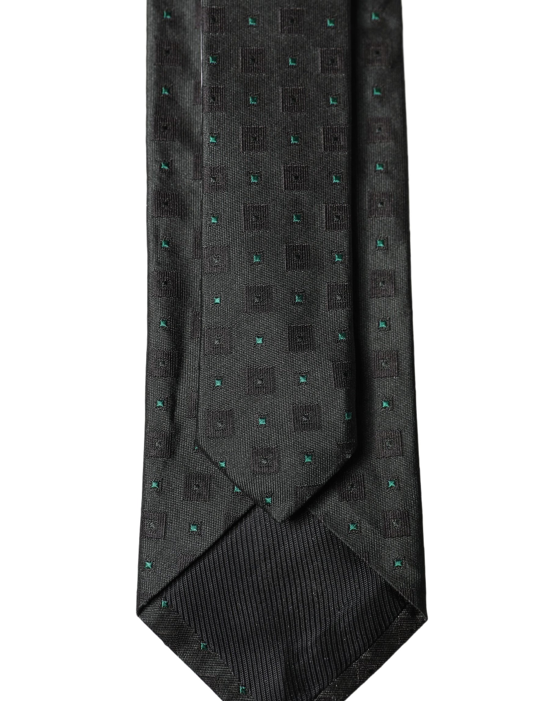 Dolce & Gabbana Black Geometric Silk Adjustable Men Tied Necktie Tie | Regal Royce