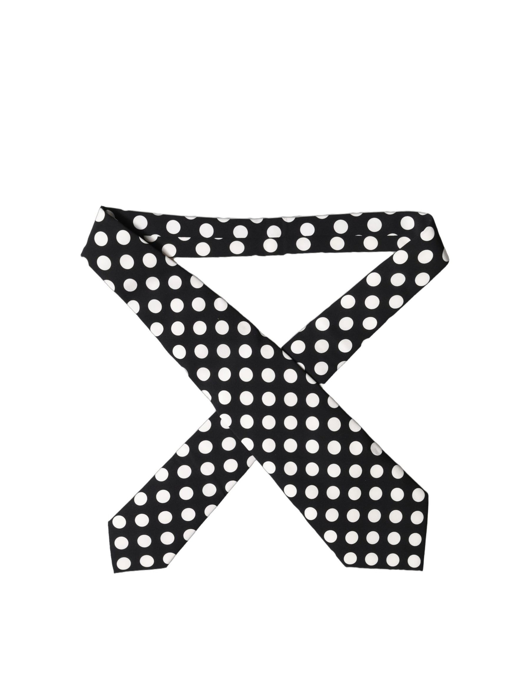 Dolce & Gabbana Black White Polka Dot Silk Adjustable Women Necktie Tie | Regal Royce