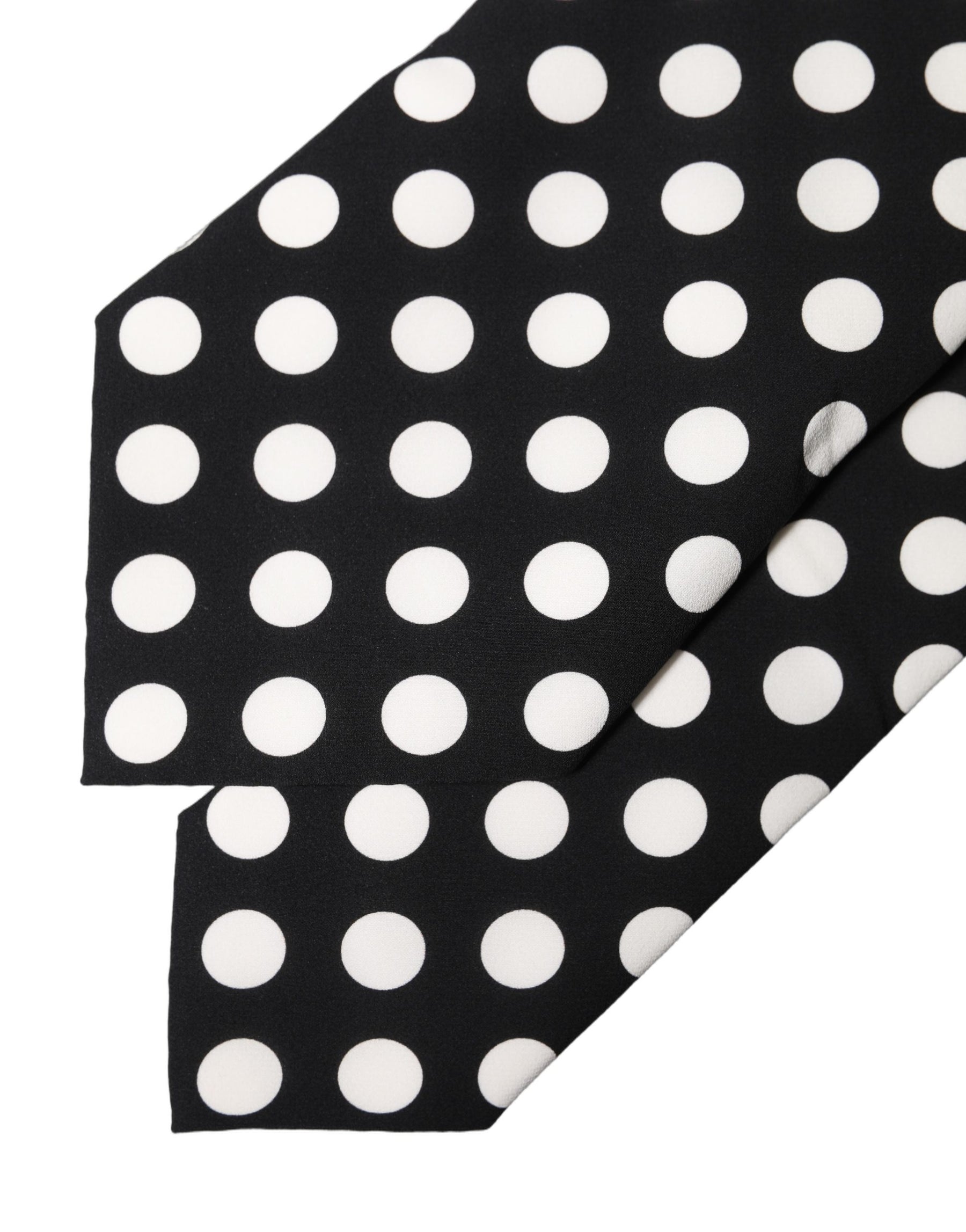 Dolce & Gabbana Black White Polka Dot Silk Adjustable Women Necktie Tie | Regal Royce