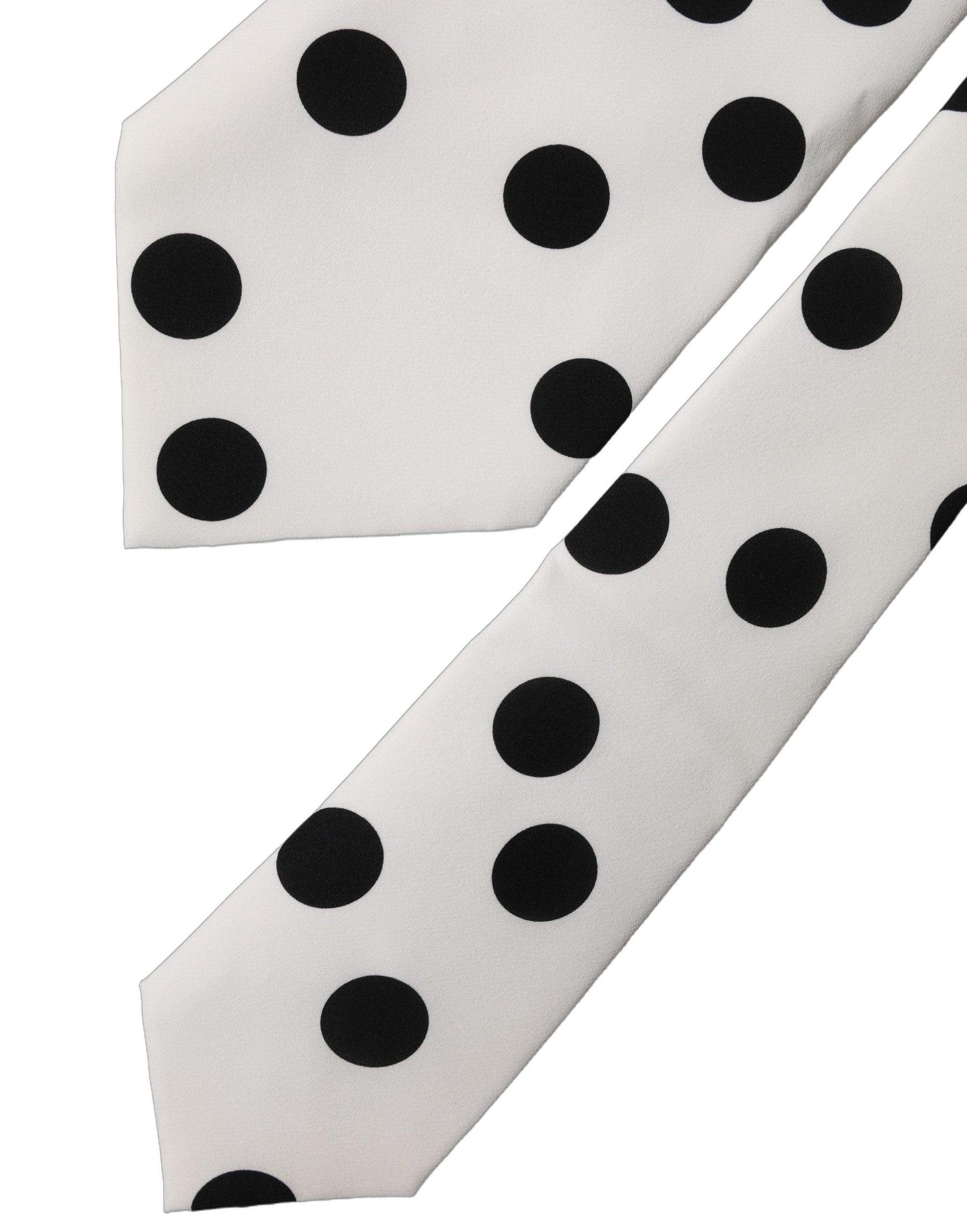 Dolce & Gabbana White Black Polka Dot Silk Adjustable Women Necktie Tie | Regal Royce