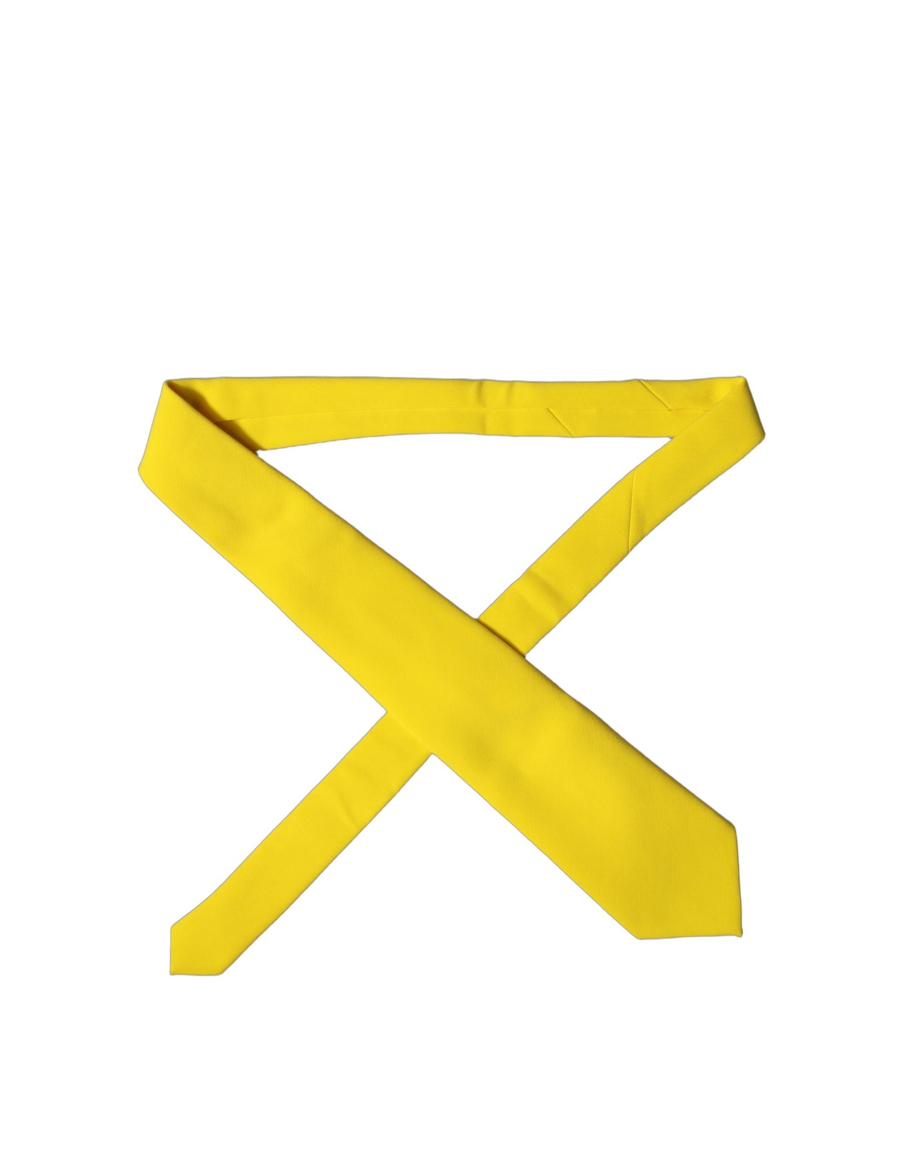 Dolce & Gabbana Yellow Solid Polyester Adjustable Women Tied Necktie Tie | Regal Royce