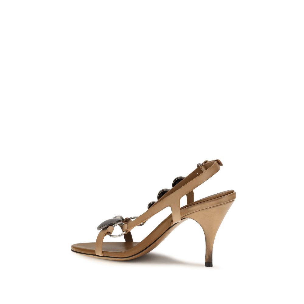 Miu Miu Brown Calf Leather Bos Taurus Stiletto Heel Sandals | Regal Royce