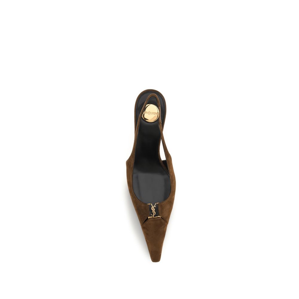 Saint Laurent Brown Calf Leather Bos Taurus High Heel Pumps | Regal Royce