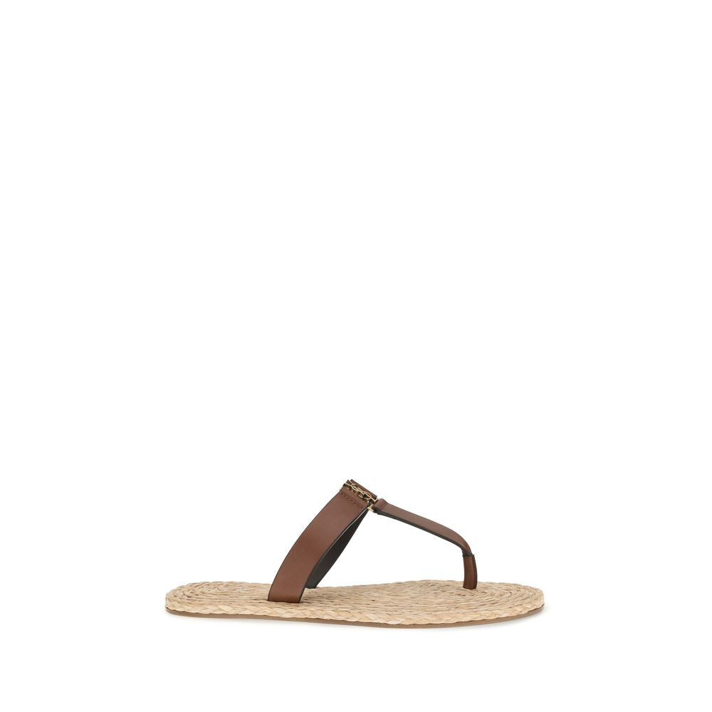 Saint Laurent Brown Calf Leather Bos Taurus Flat Sandals | Regal Royce