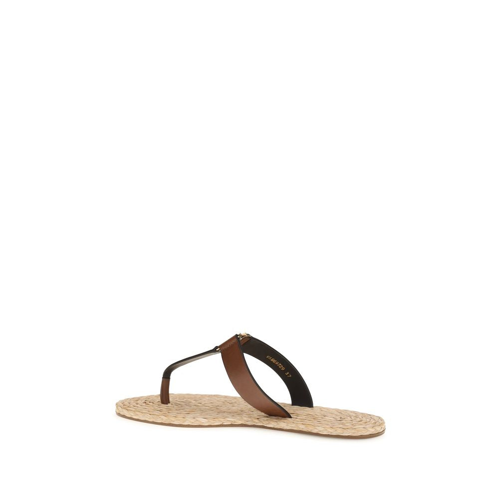 Saint Laurent Brown Calf Leather Bos Taurus Flat Sandals | Regal Royce