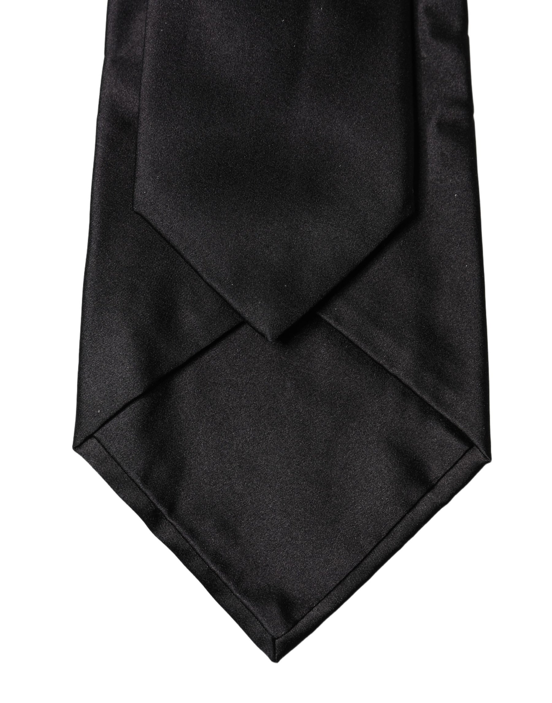 Dolce & Gabbana Black Satin Silk Blend Adjustable Women Tied Necktie Tie | Regal Royce