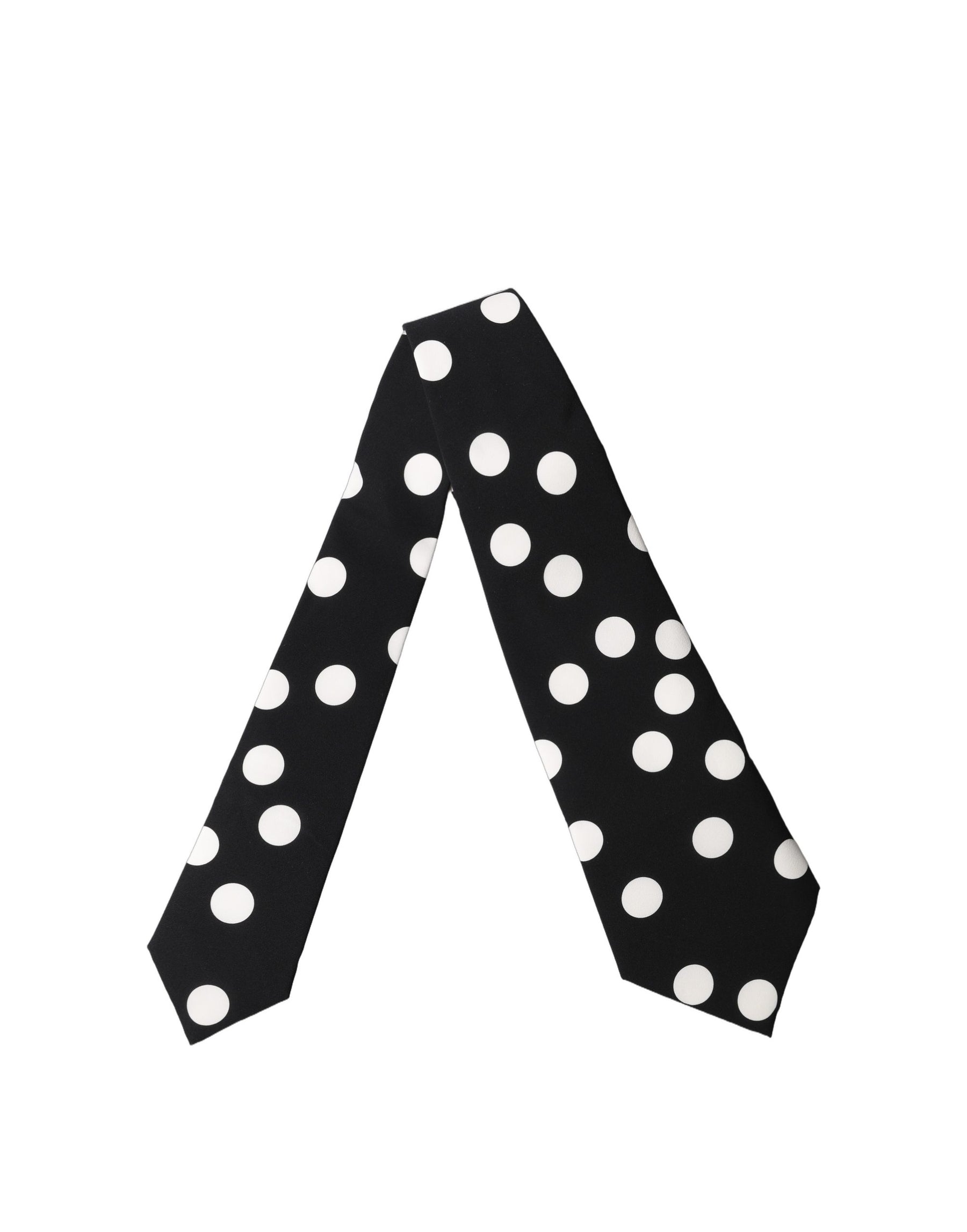 Dolce & Gabbana Black White Polka Dot Silk Adjustable Women Necktie Tie | Regal Royce