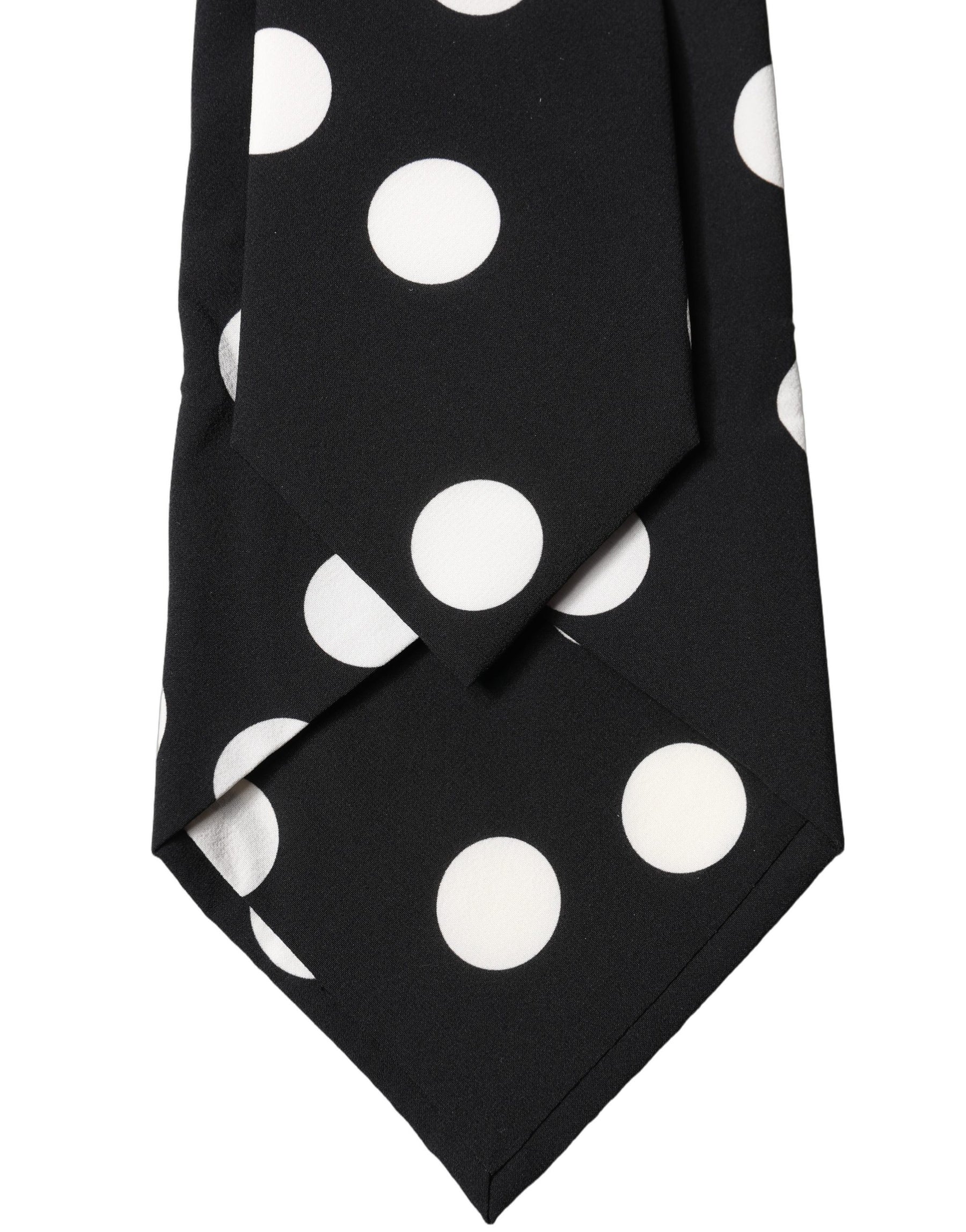 Dolce & Gabbana Black White Polka Dot Silk Adjustable Women Necktie Tie | Regal Royce