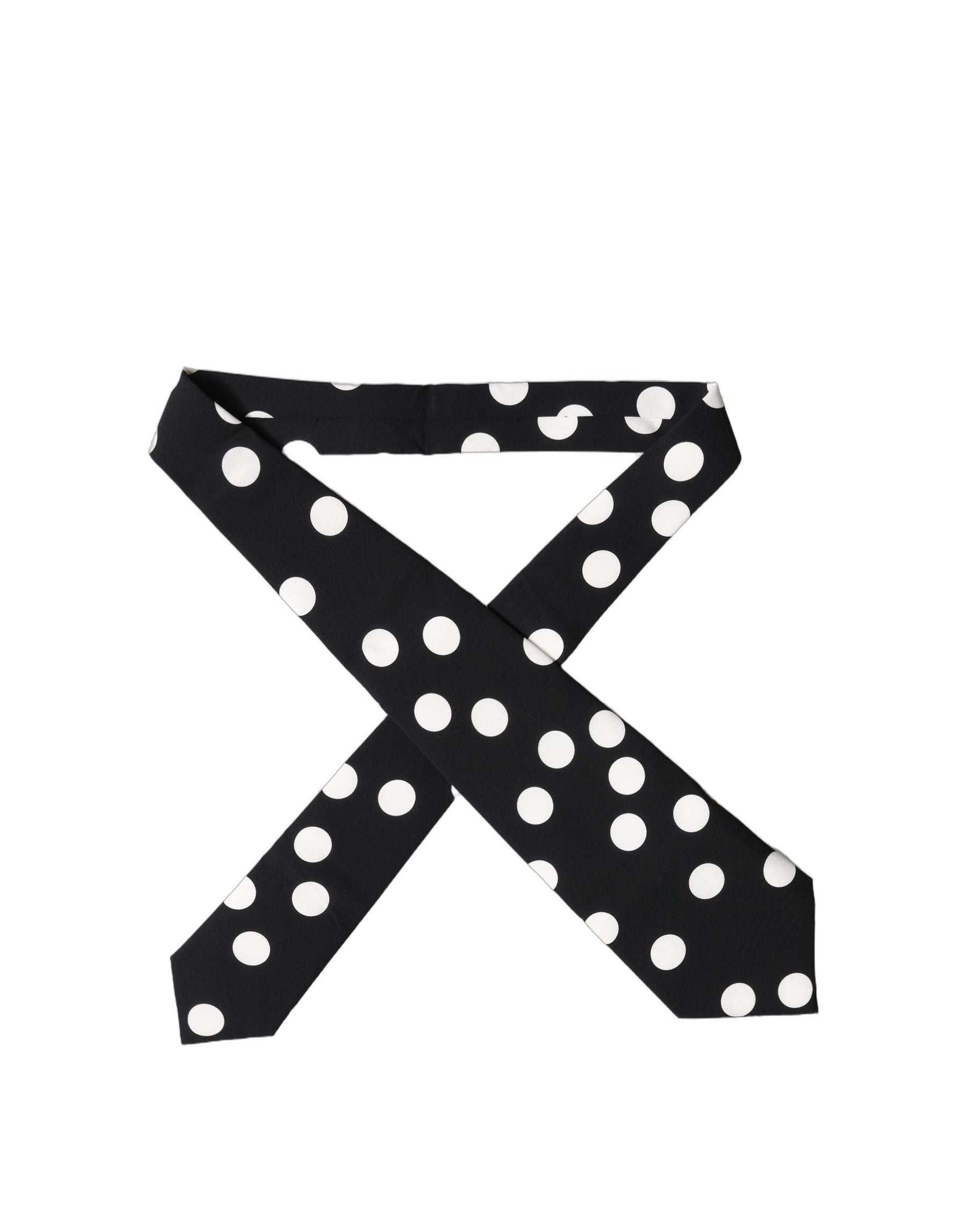 Dolce & Gabbana Black White Polka Dot Silk Adjustable Women Necktie Tie | Regal Royce