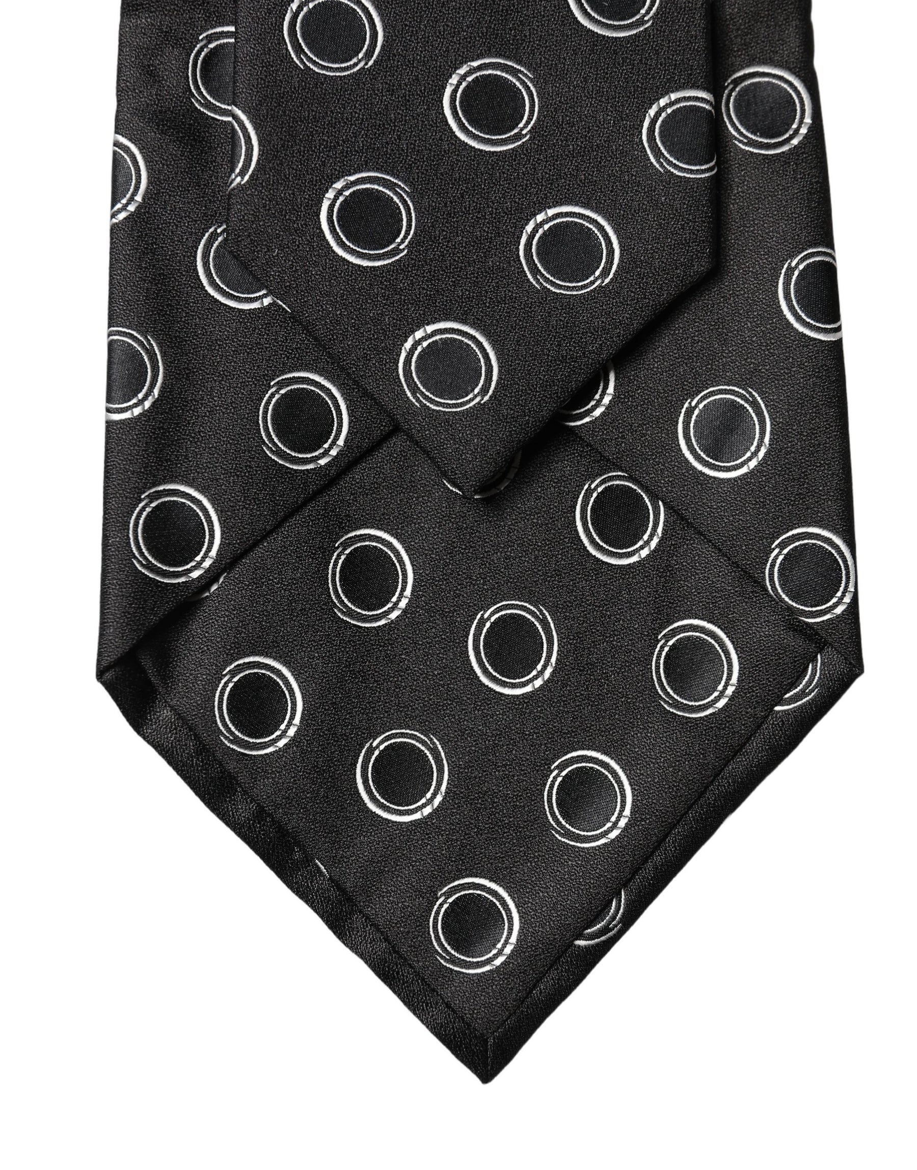 Dolce & Gabbana Black White Polka Dot Silk Adjustable Women Necktie Tie | Regal Royce