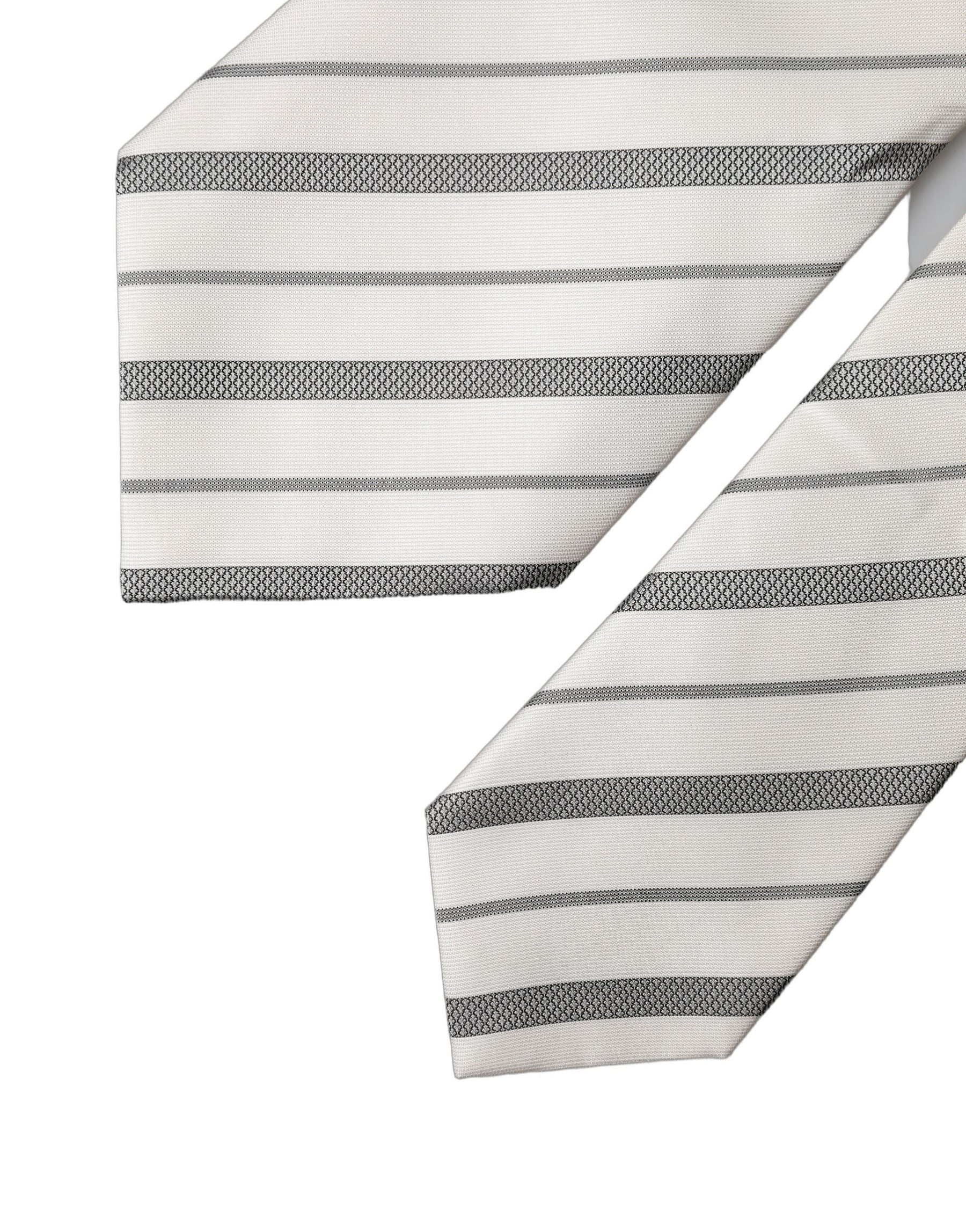 Dolce & Gabbana Black White Stripes Silk Adjustable Women Necktie Tie | Regal Royce