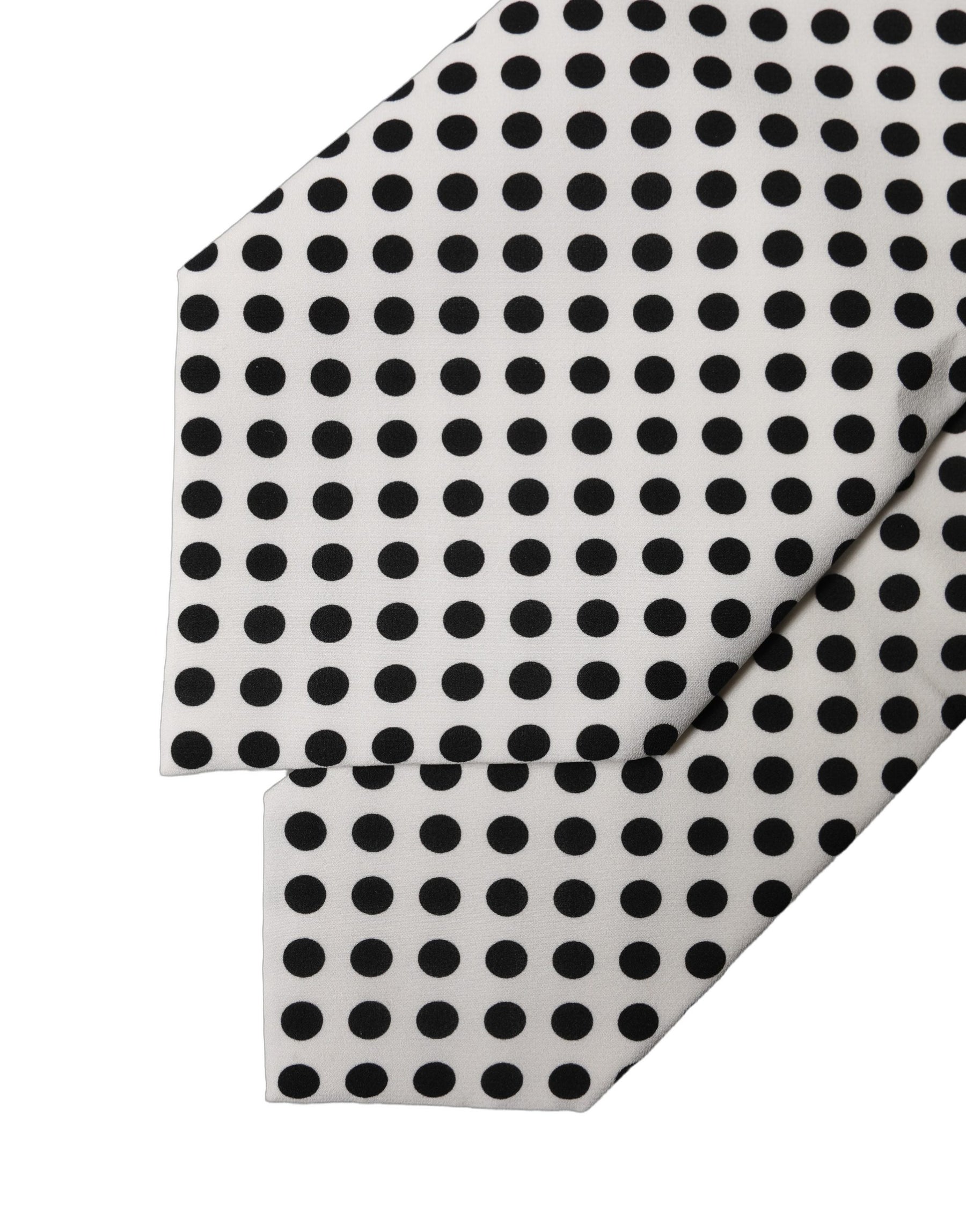 Dolce & Gabbana White Black Polka Dot Silk Adjustable Women Necktie Tie | Regal Royce