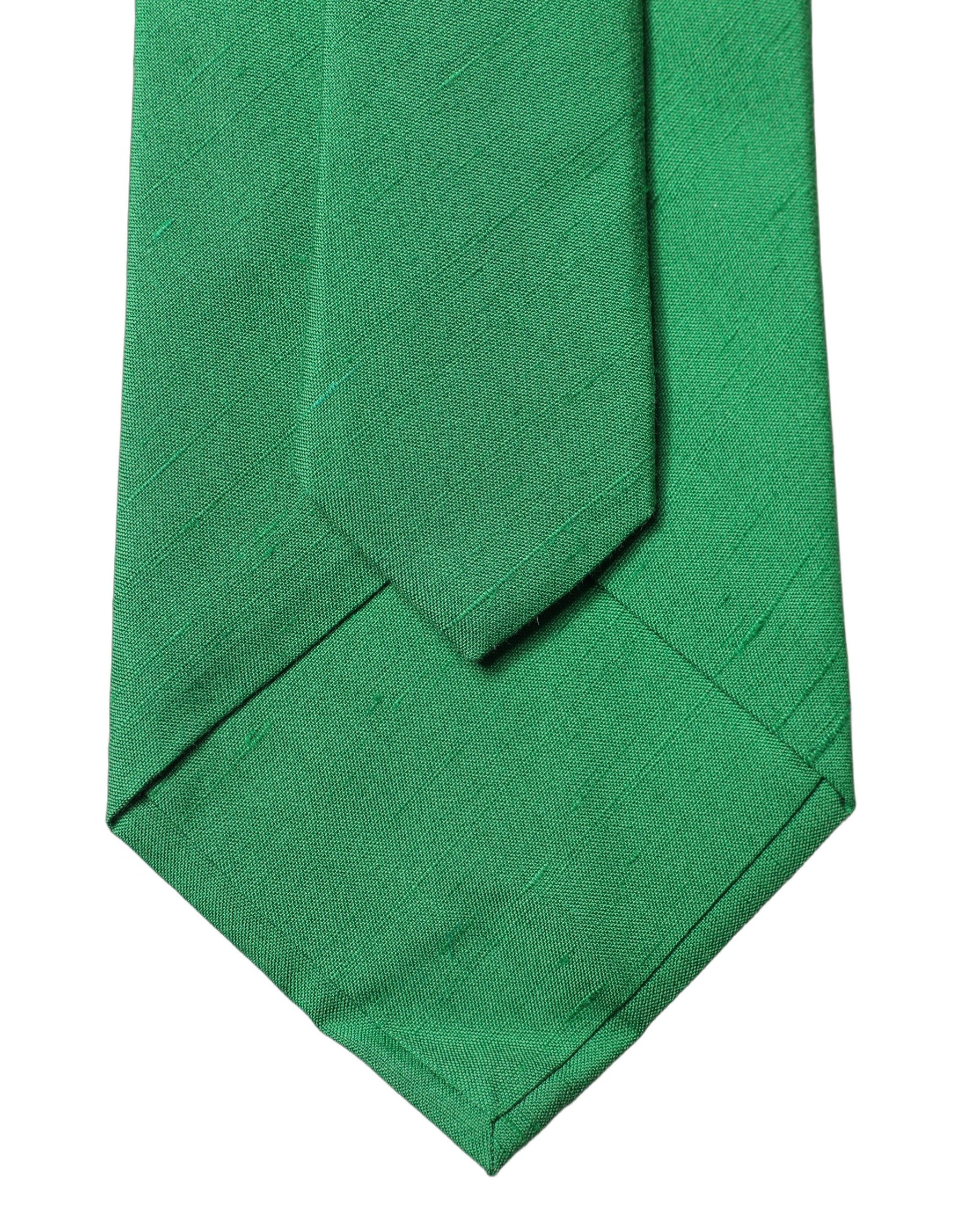 Dolce & Gabbana Green Solid Silk Cotton Adjustable Women Necktie Tie | Regal Royce