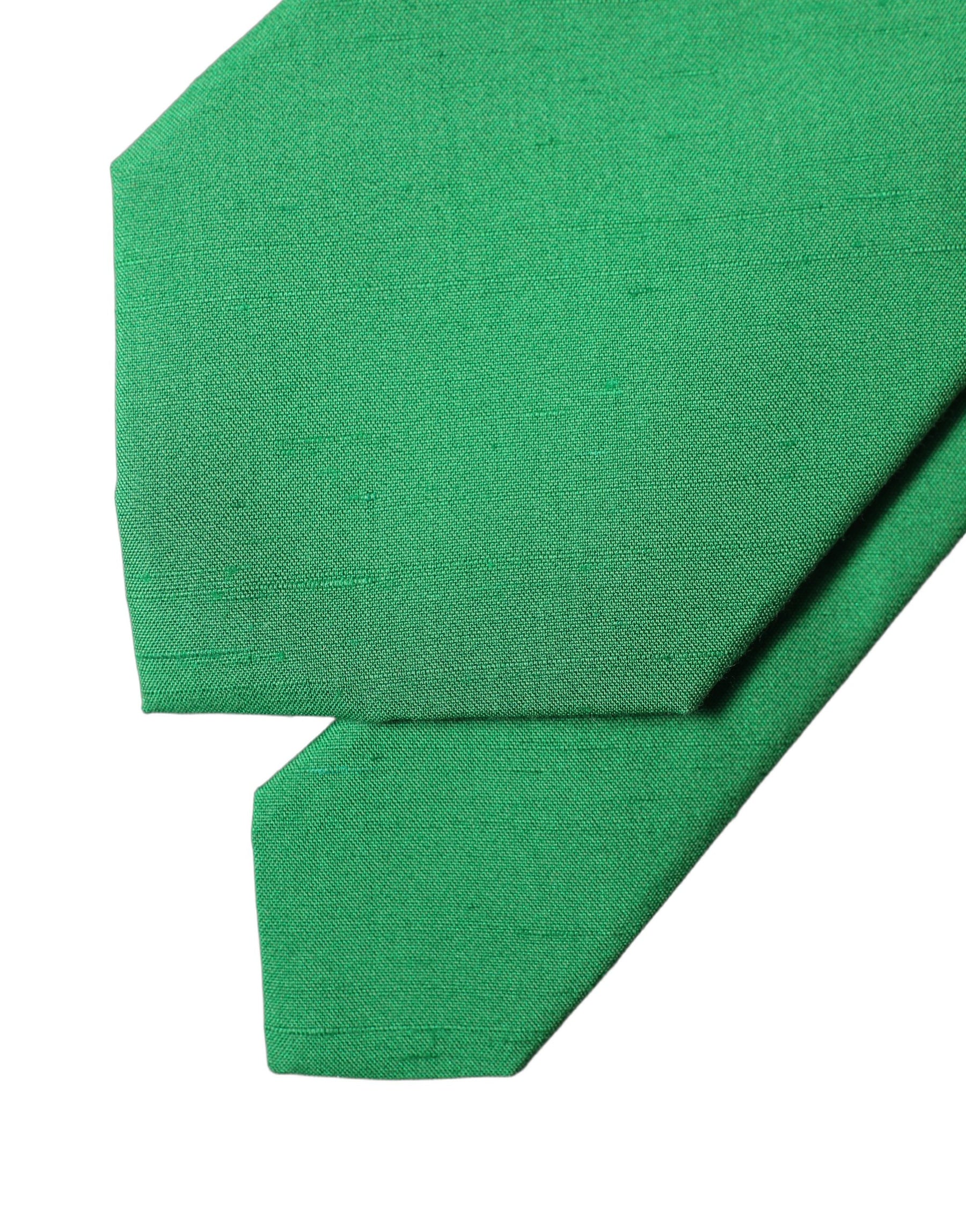 Dolce & Gabbana Green Solid Silk Cotton Adjustable Women Necktie Tie | Regal Royce
