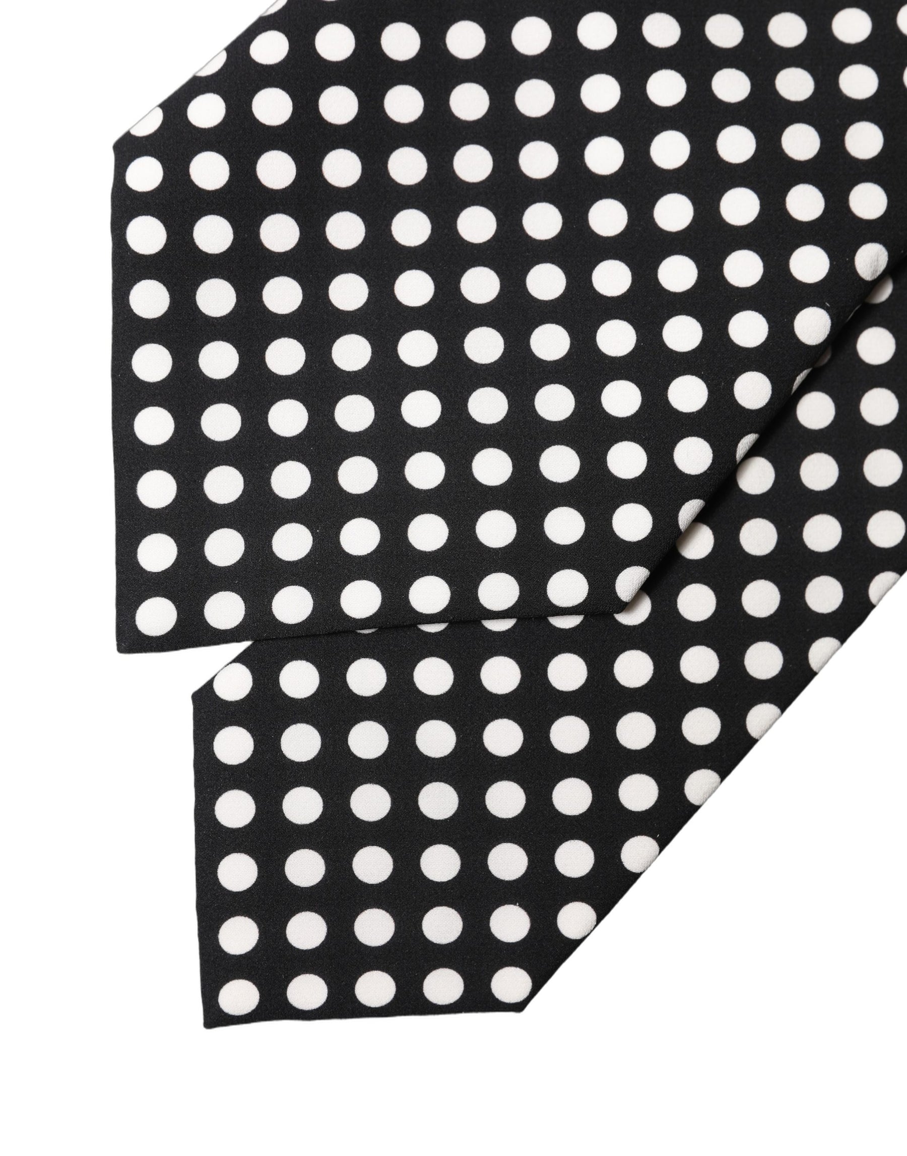 Dolce & Gabbana Black White Polka Dot Silk Adjustable Women Necktie Tie | Regal Royce