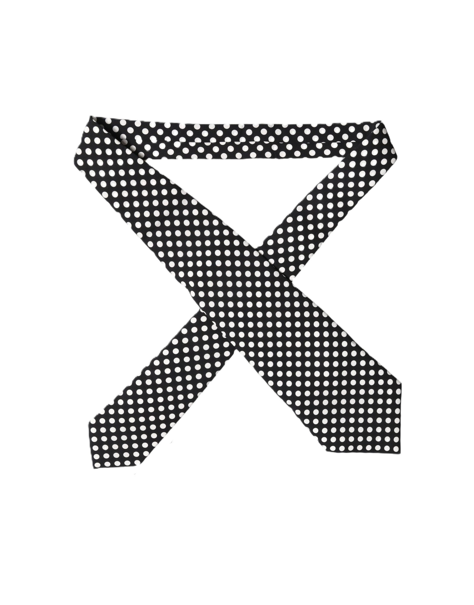 Dolce & Gabbana Black White Polka Dot Silk Adjustable Women Necktie Tie | Regal Royce