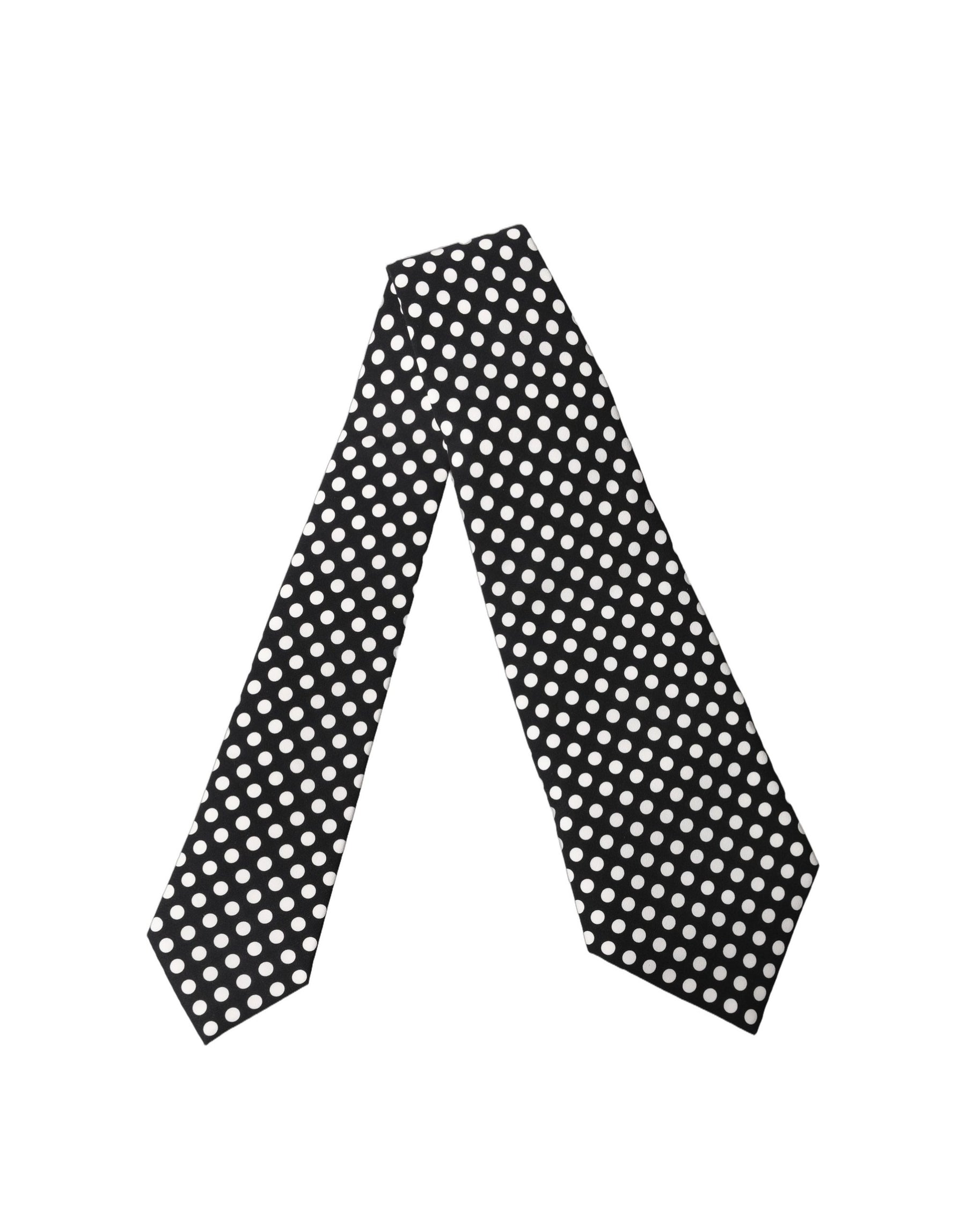 Dolce & Gabbana Black White Polka Dot Silk Adjustable Women Necktie Tie | Regal Royce