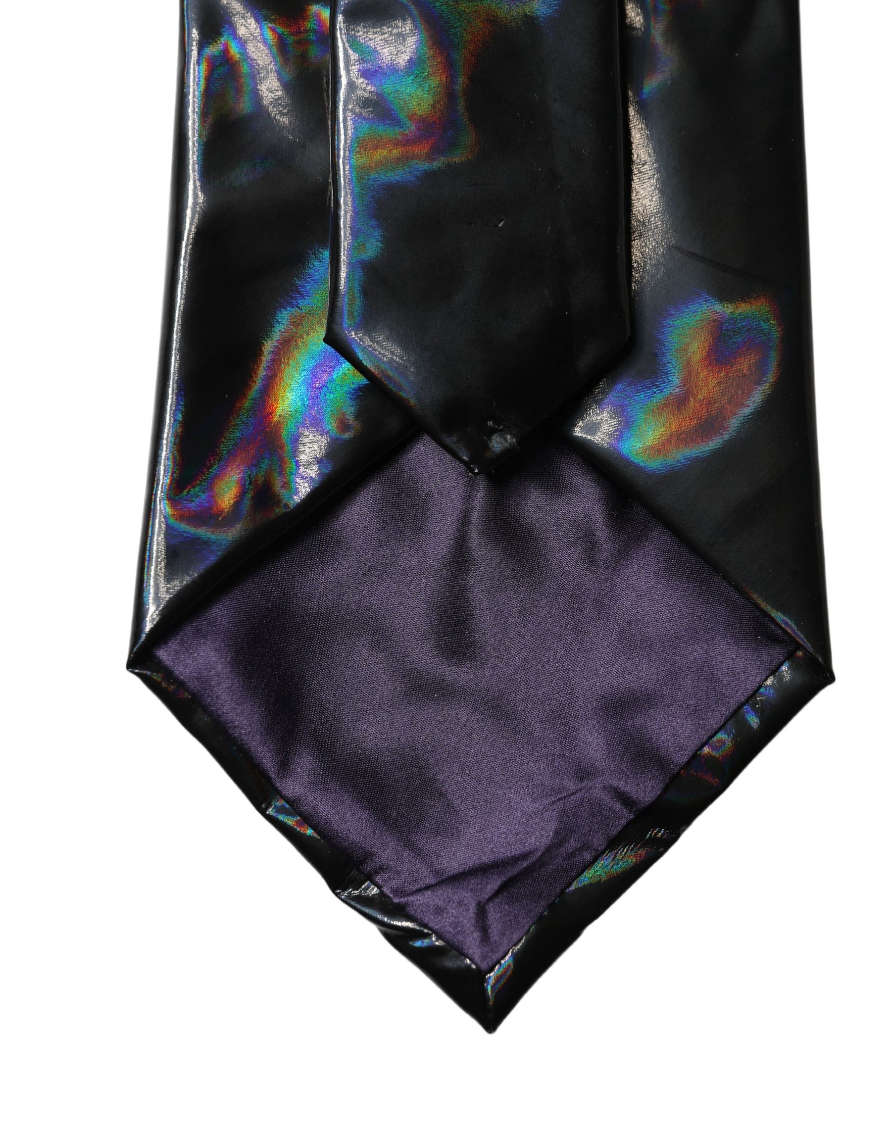 Dolce & Gabbana Black Iridescent Silk Adjustable Women Tied Necktie Tie | Regal Royce