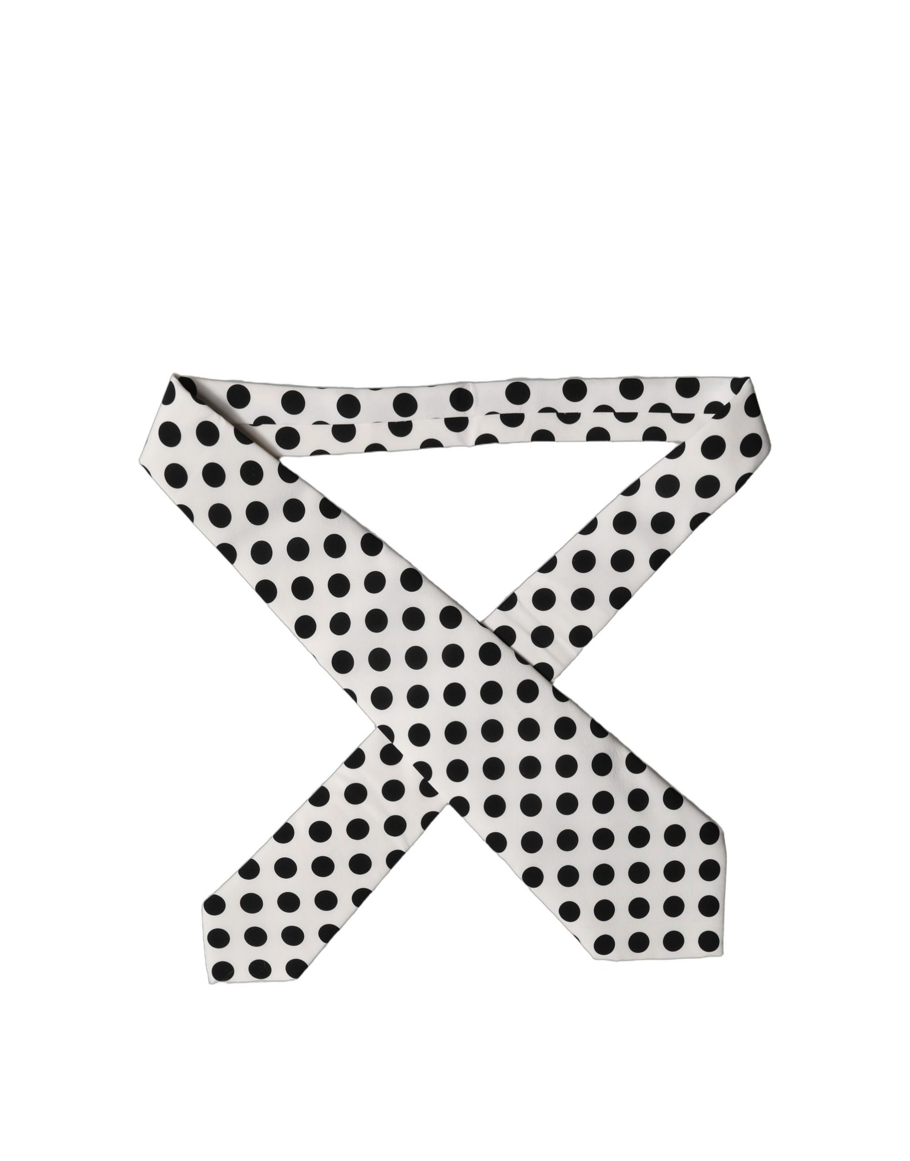 Dolce & Gabbana White Black Polka Dot Silk Adjustable Women Necktie Tie | Regal Royce