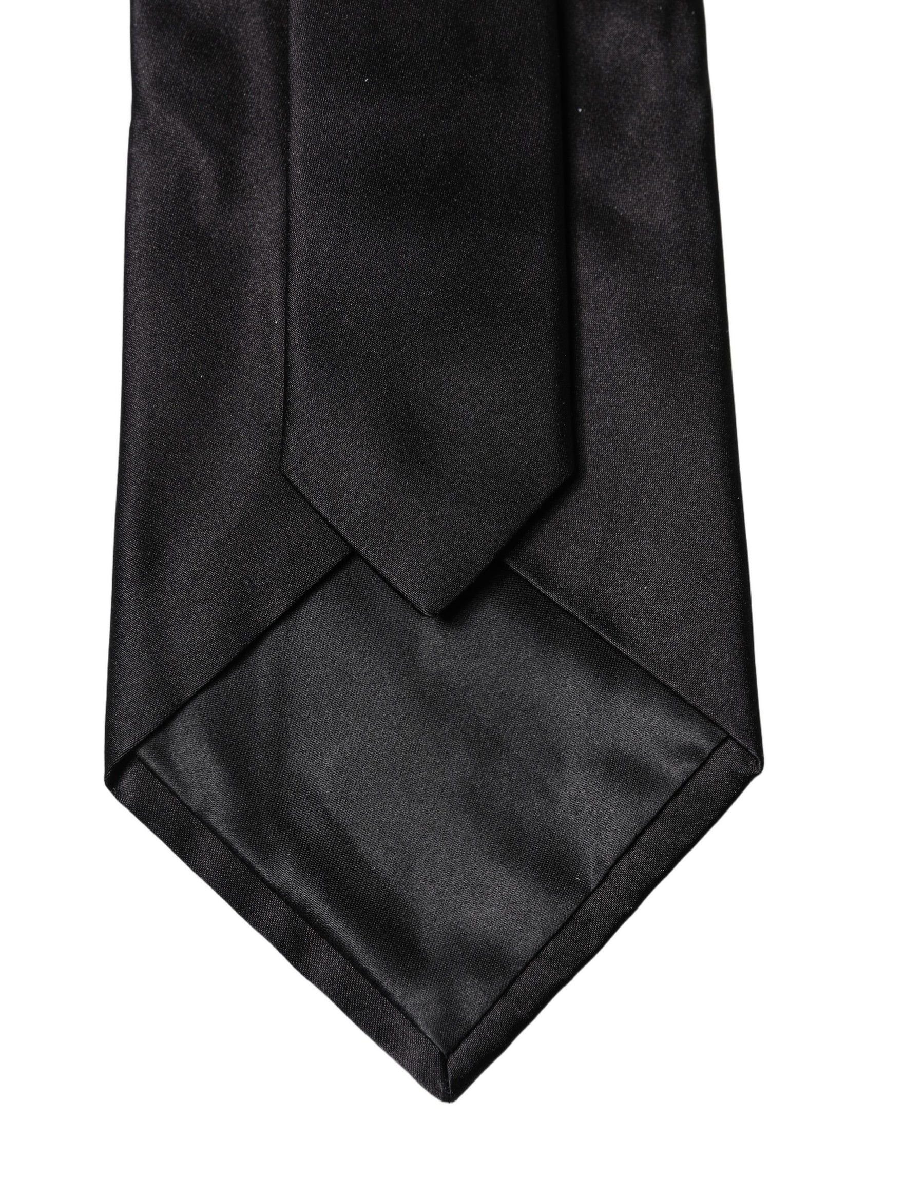 Dolce & Gabbana Black Solid Satin Silk Adjustable Women Necktie Tie | Regal Royce