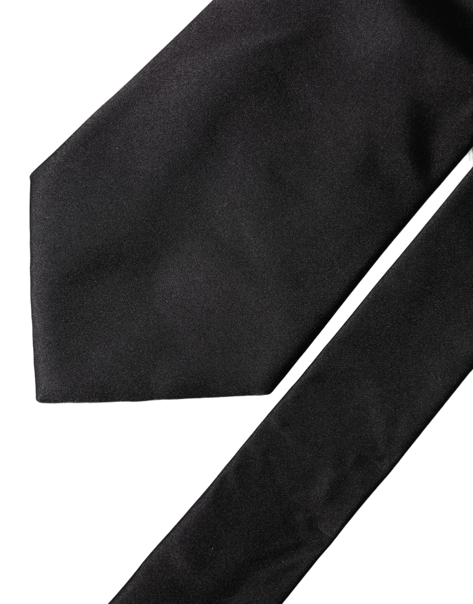 Dolce & Gabbana Black Solid Satin Silk Adjustable Women Necktie Tie | Regal Royce