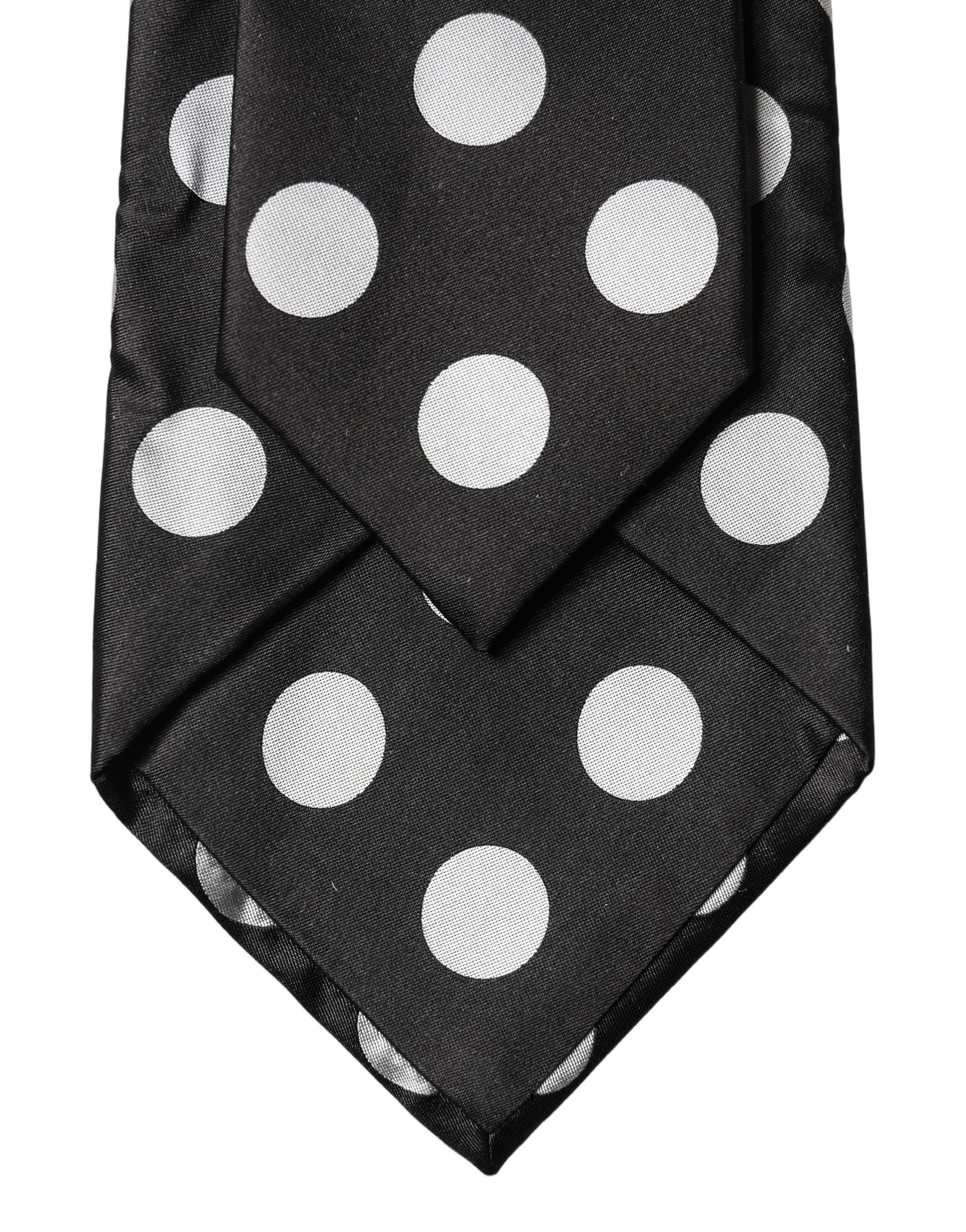 Dolce & Gabbana Black White Polka Dot Silk Adjustable Women Necktie Tie | Regal Royce