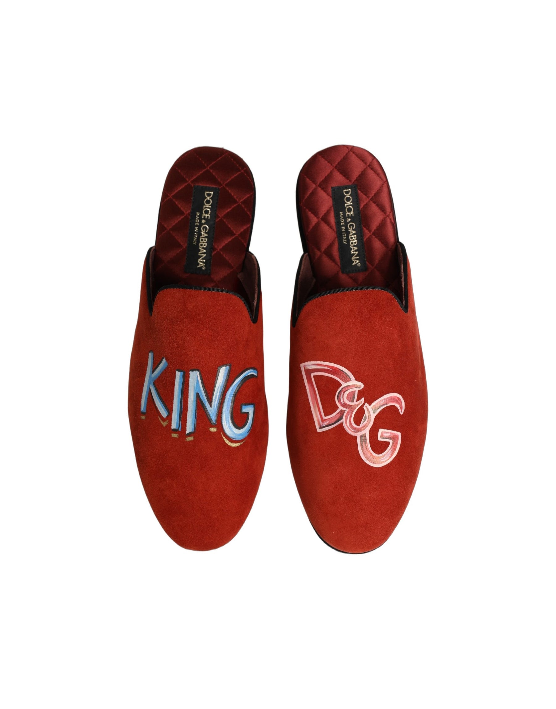 Dolce & Gabbana Red Suede DG King Men House Slipper Shoes | Regal Royce