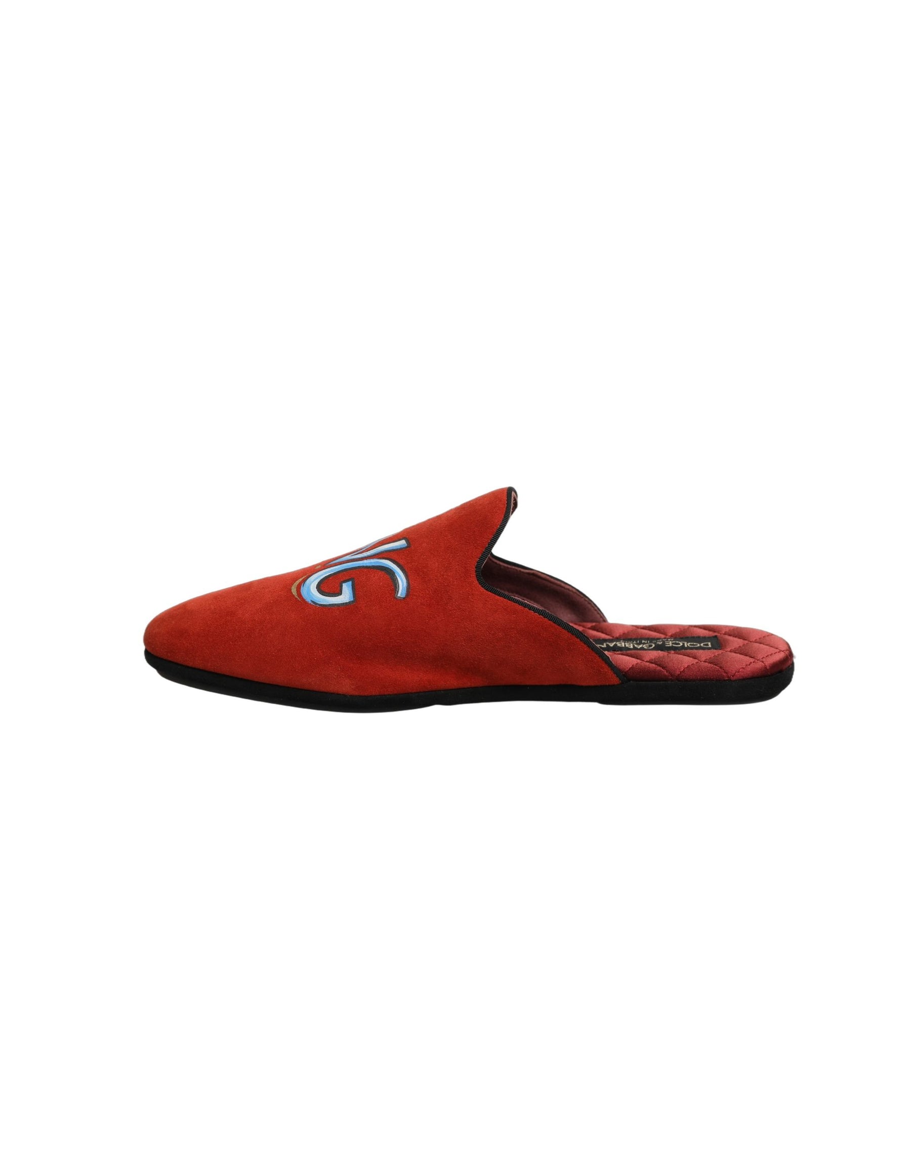 Dolce & Gabbana Red Suede DG King Men House Slipper Shoes | Regal Royce