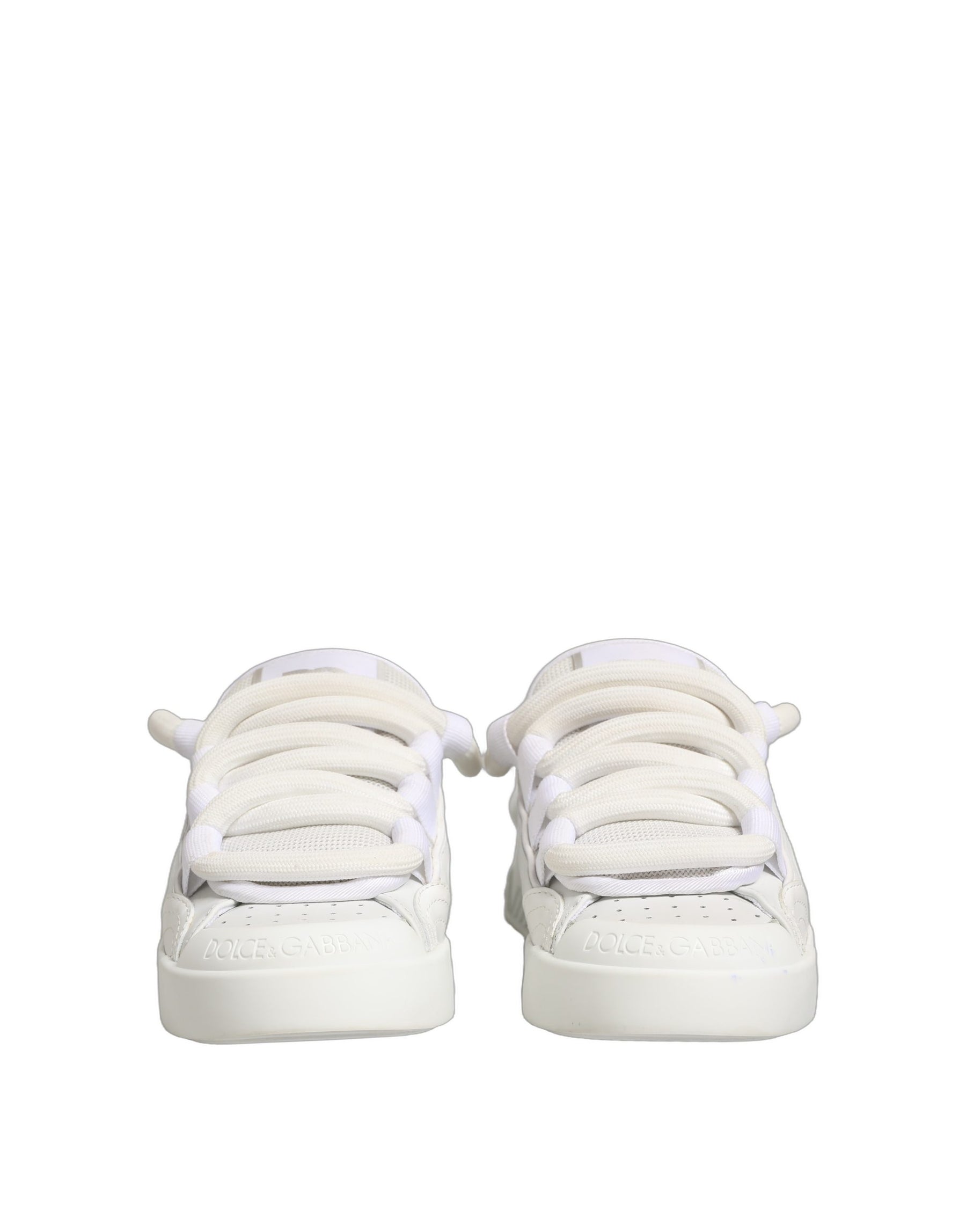 Dolce & Gabbana White Calfskin Leather Low Top Sneakers Shoes | Regal Royce